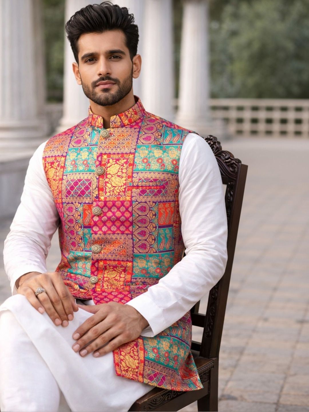 MODERN MUGHALS Woven Design Nehru Jackets-picture-16