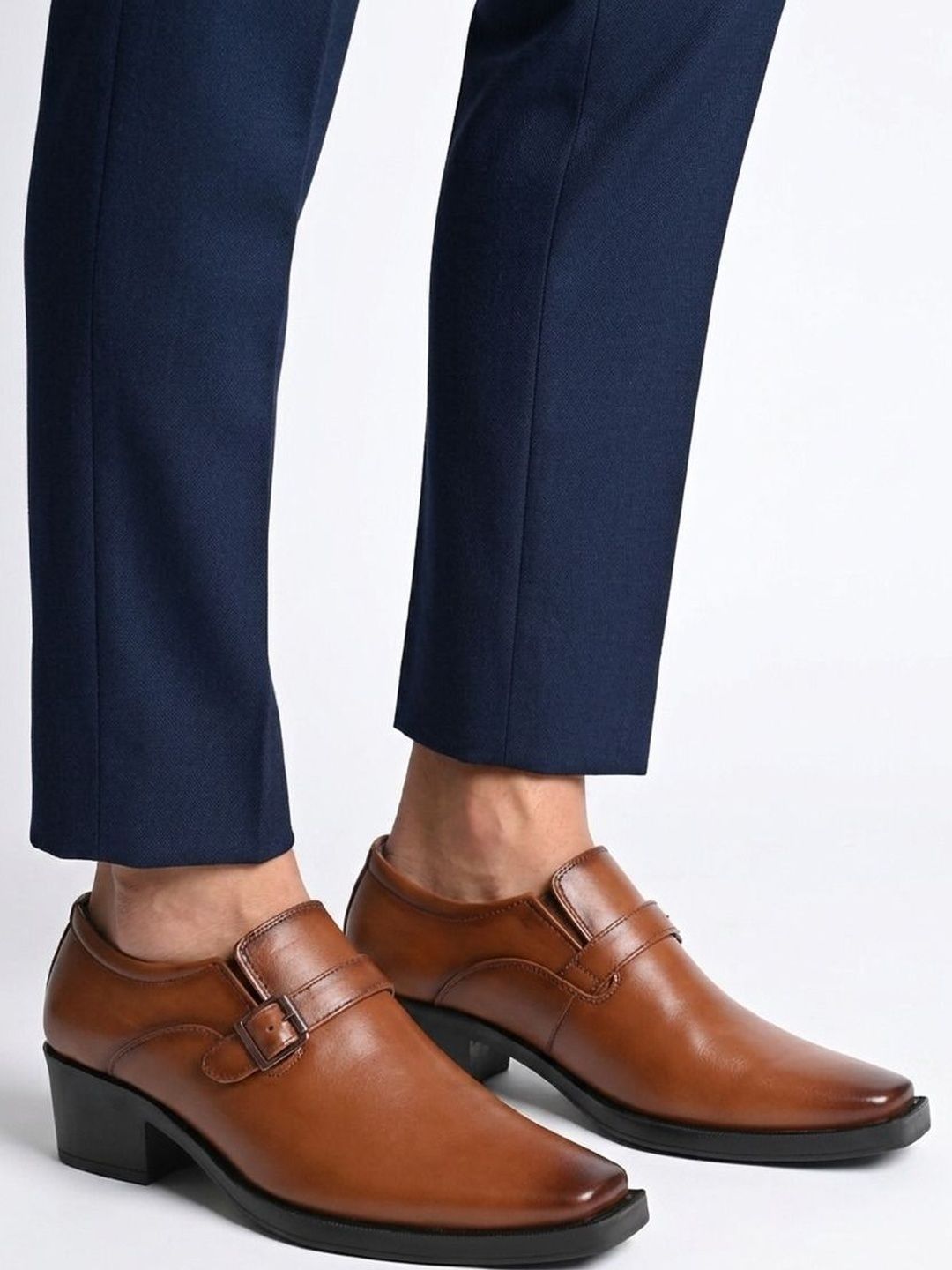 INVICTUS Men PU Square Toe Slip-On Monk Shoes Formal Shoes-image-8