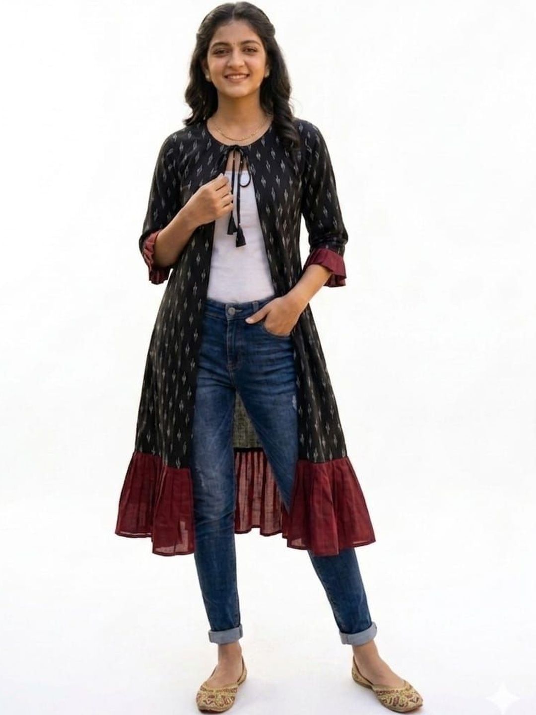 Crazy Needle Women Printed Longline Ethnic Shrug-picture-21