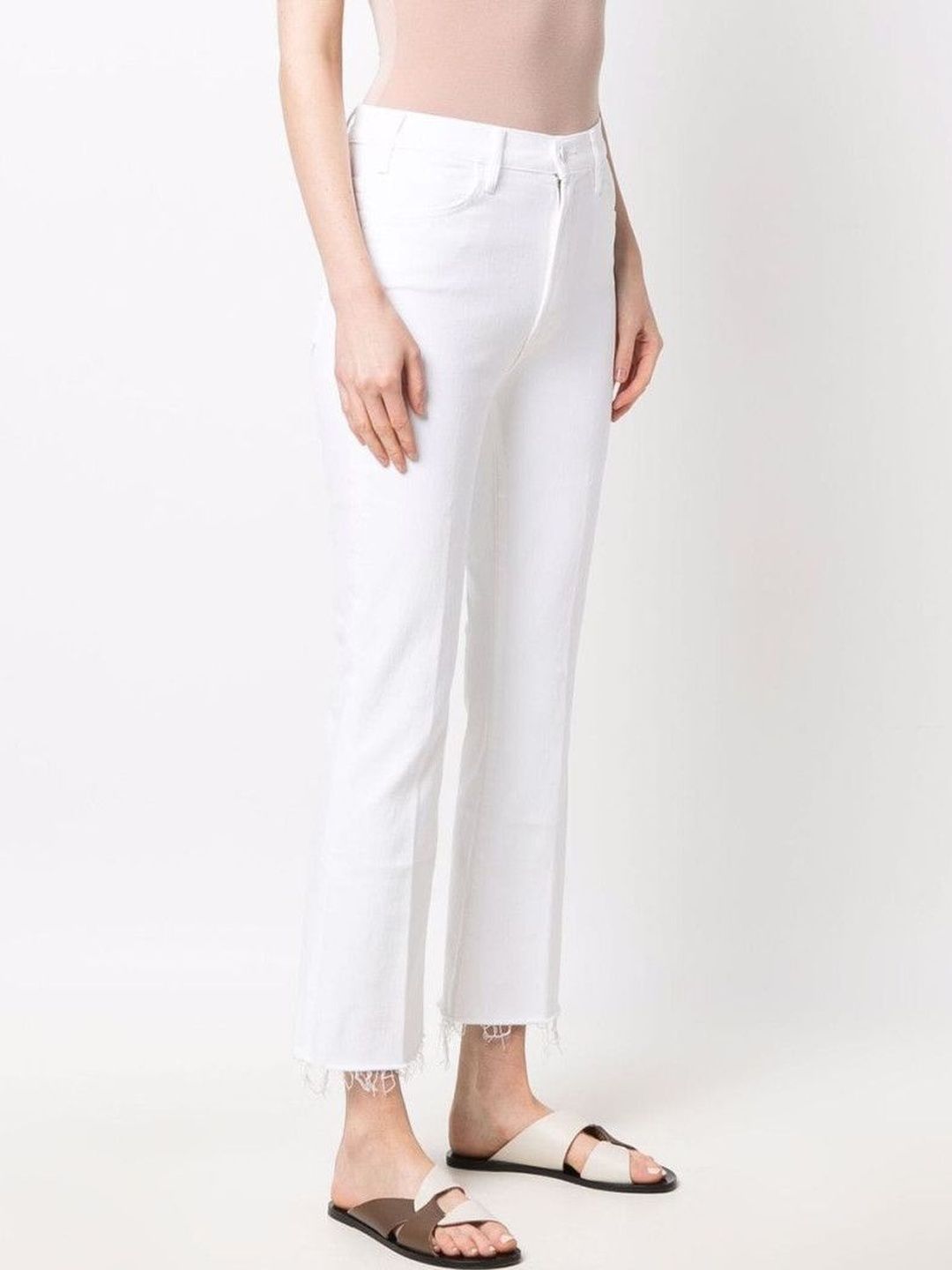 Mother Denim White Flared Ankle Denim Jeans-image-4