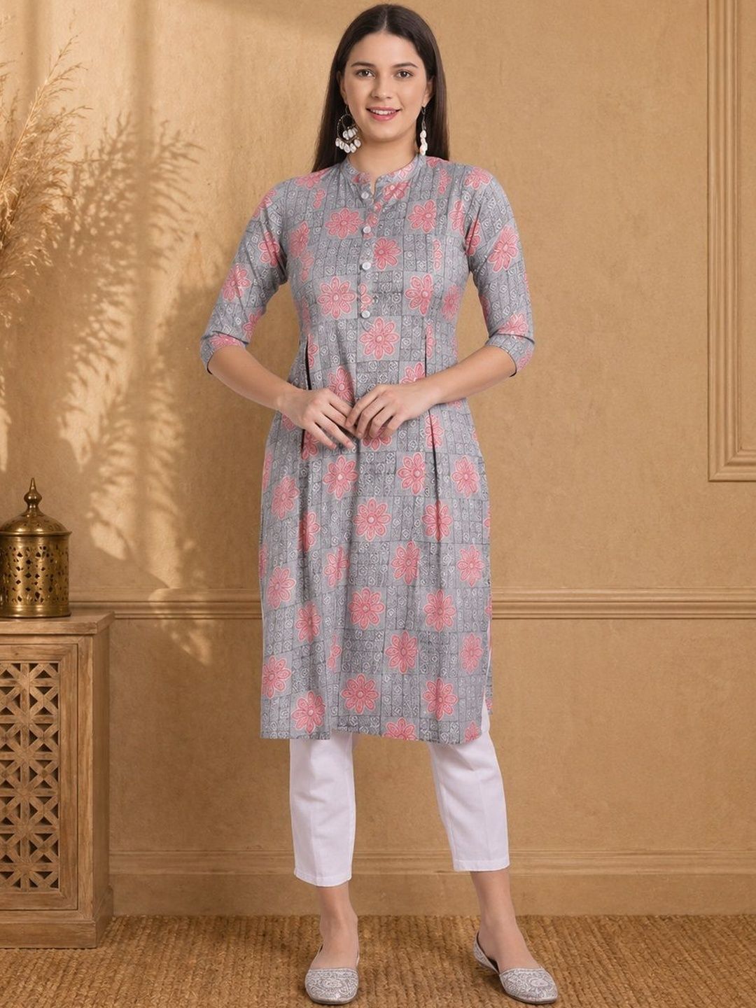 SAHASIKA Women Floral Printed Mandarin Collar A-Line Kurta-picture-53