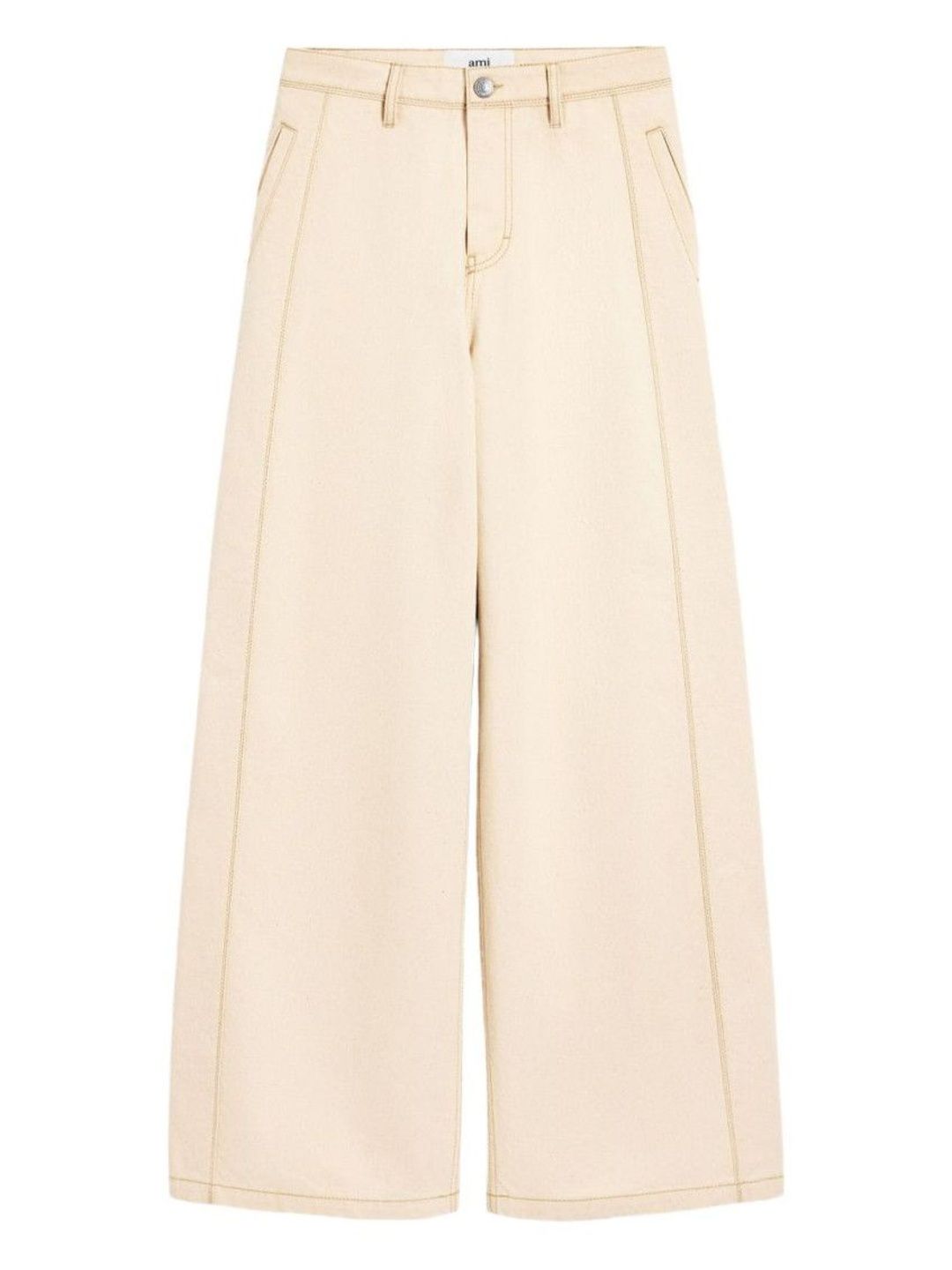 Off White Cotton Super Wide Fit Jeans-image-49