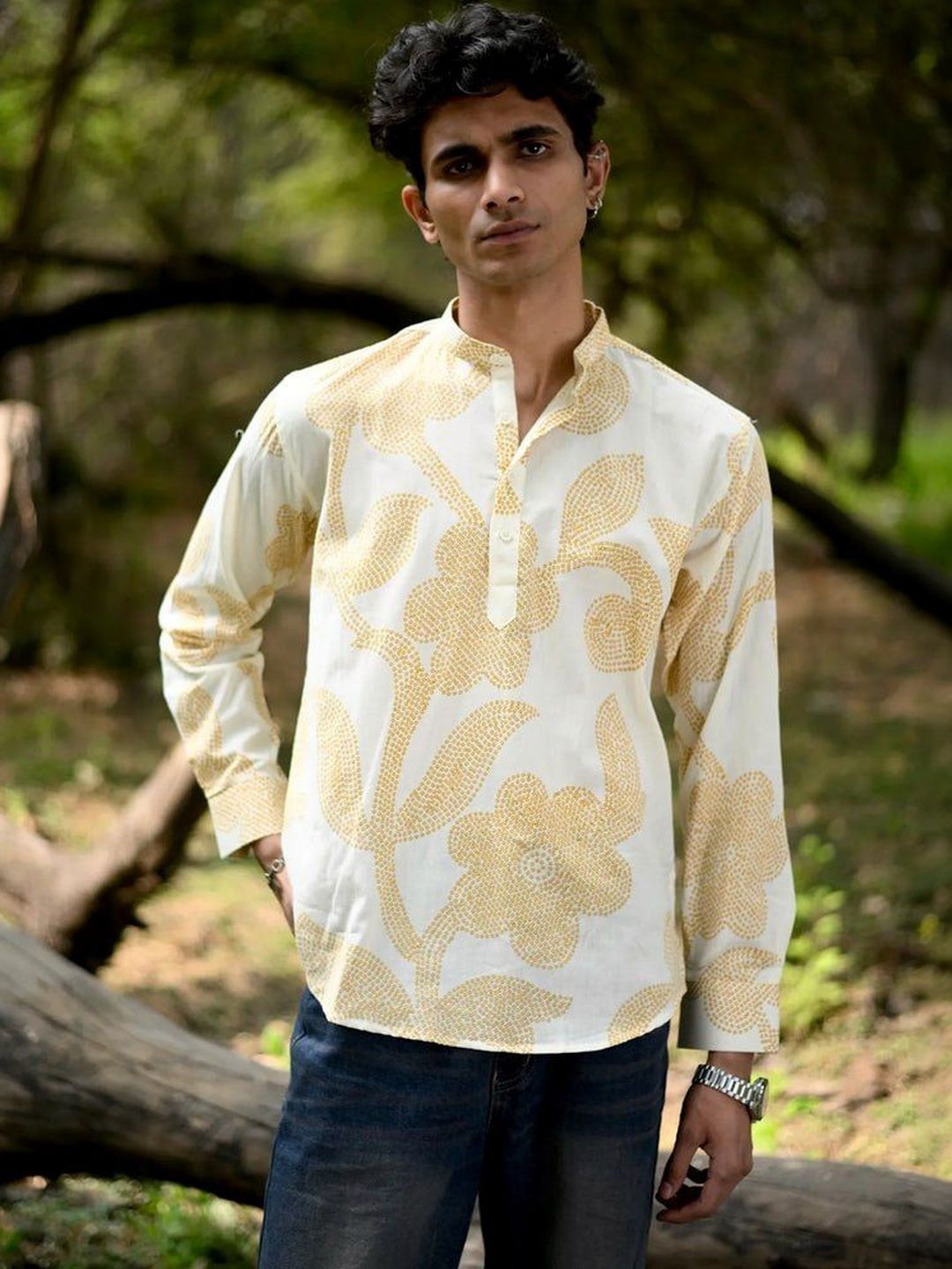 Hues Fab Men Floral Printed Kurta-picture-38