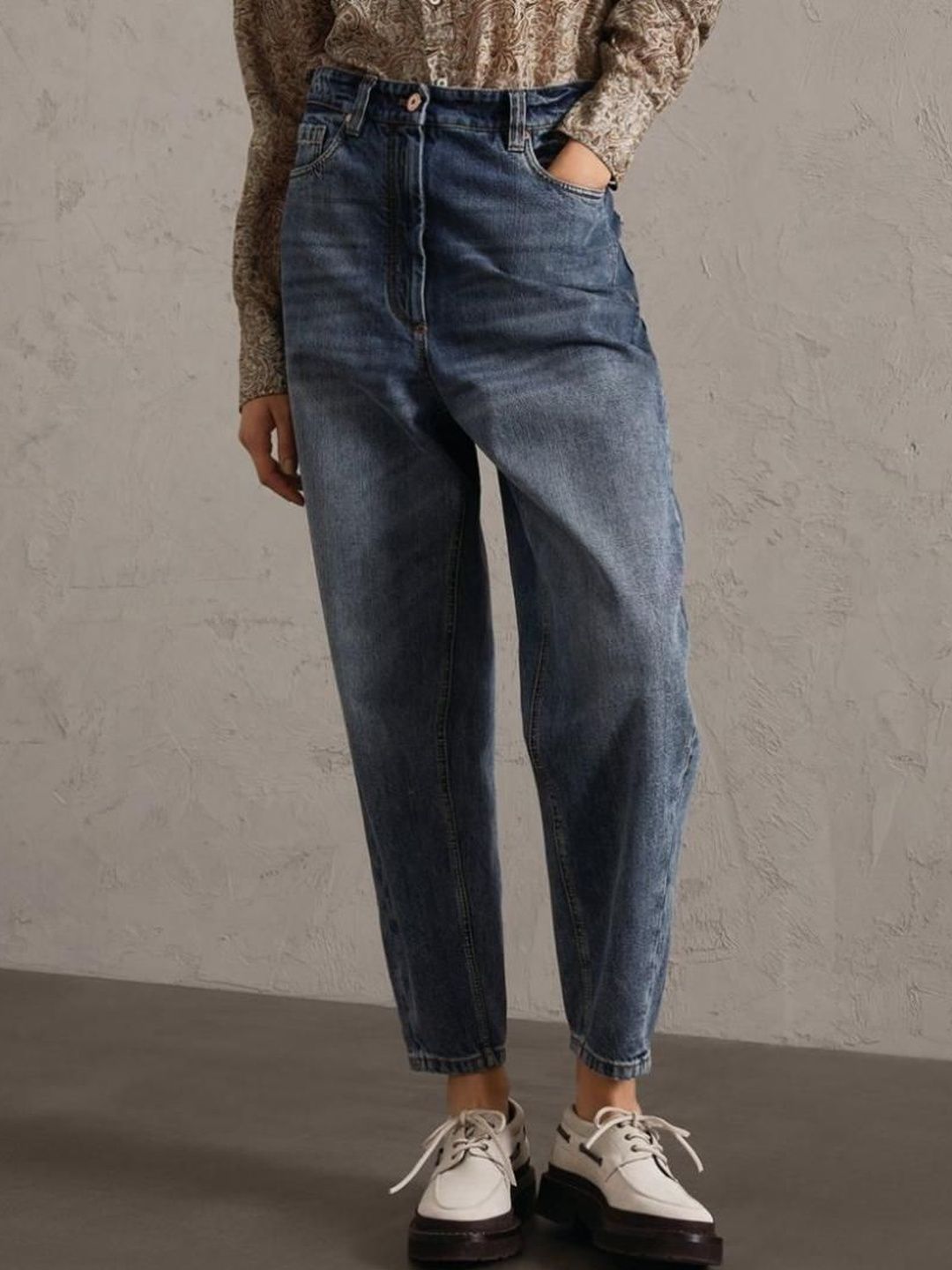 brunello cucinelli Blue Tapered Leg Denim Jeans-picture-11