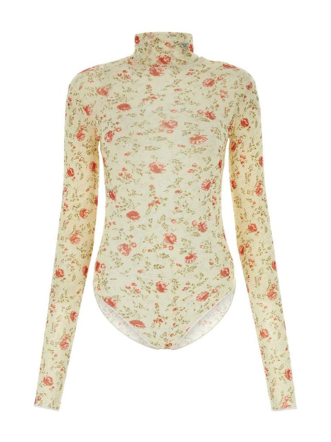 Prada Floral Printed High Neck Nylon Bodysuit-image-34