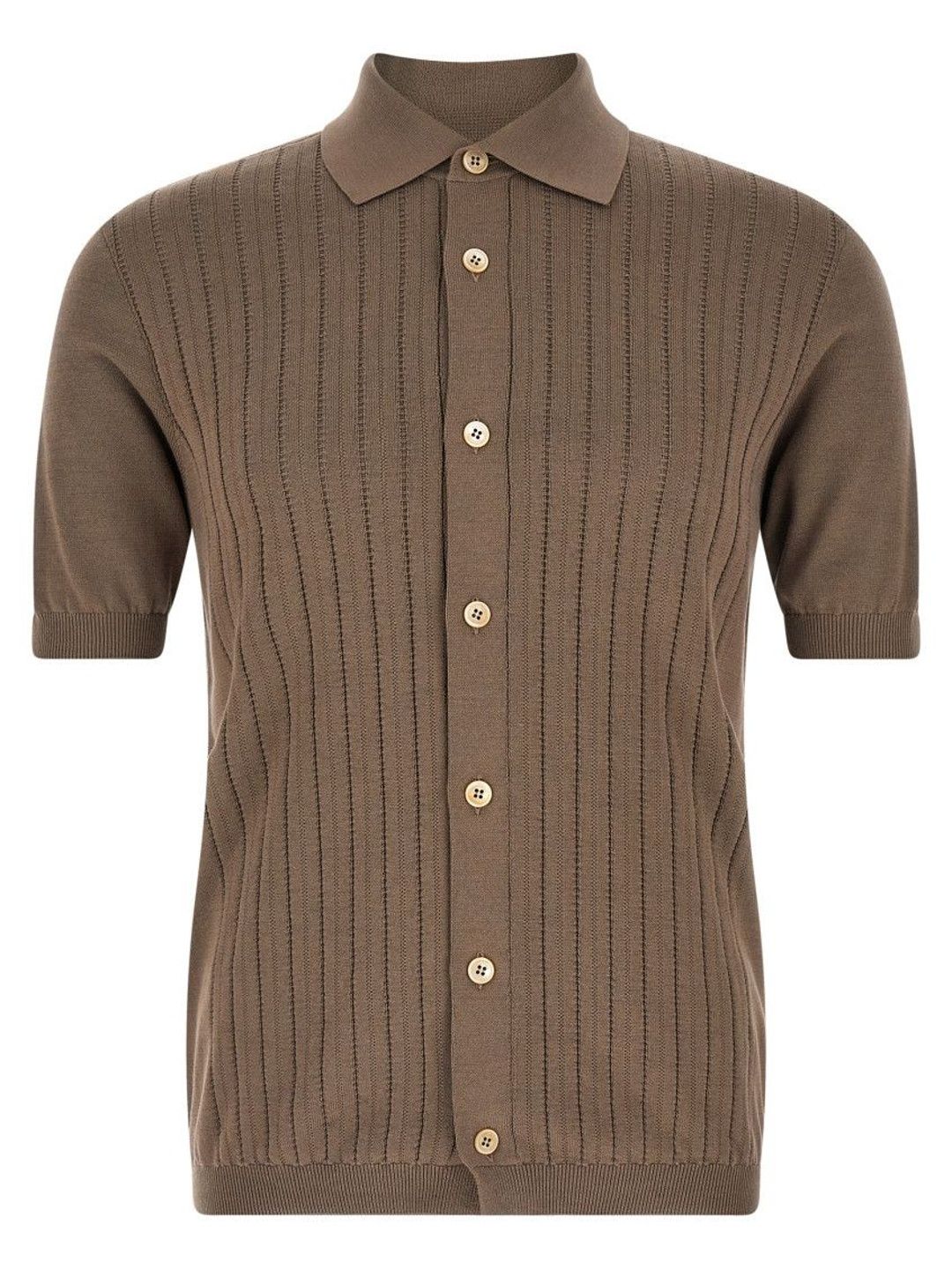 Brunello Cucinelli Brown Operated Ribbed Shirt-image-18