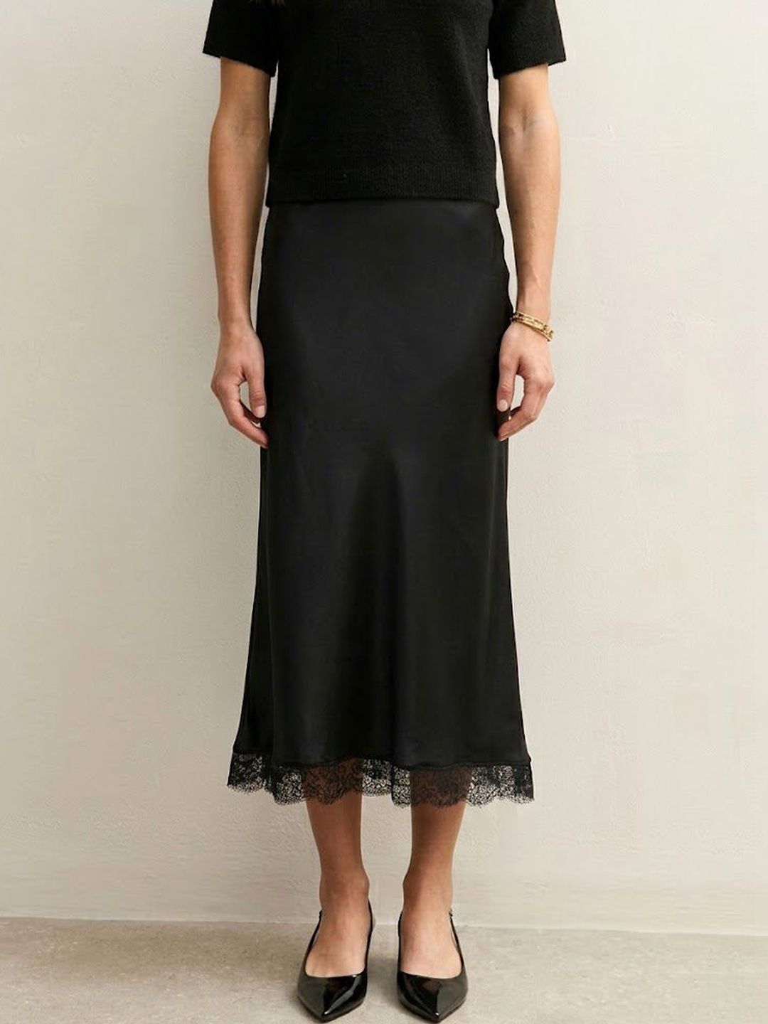 Suo Women Satin Midi A-Line Skirt-picture-31
