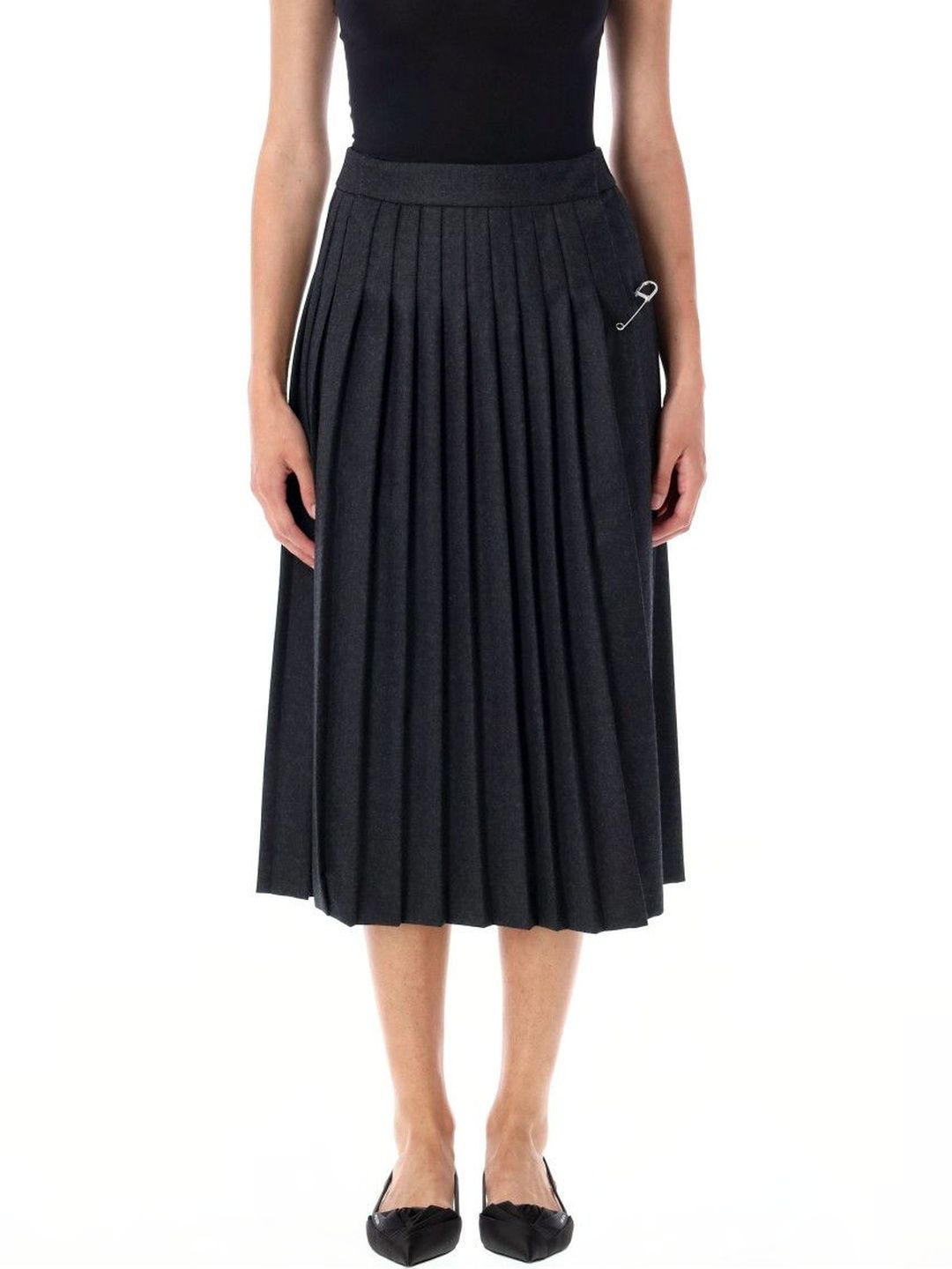 Prada Women Charcoal Wool Skirts-image-39
