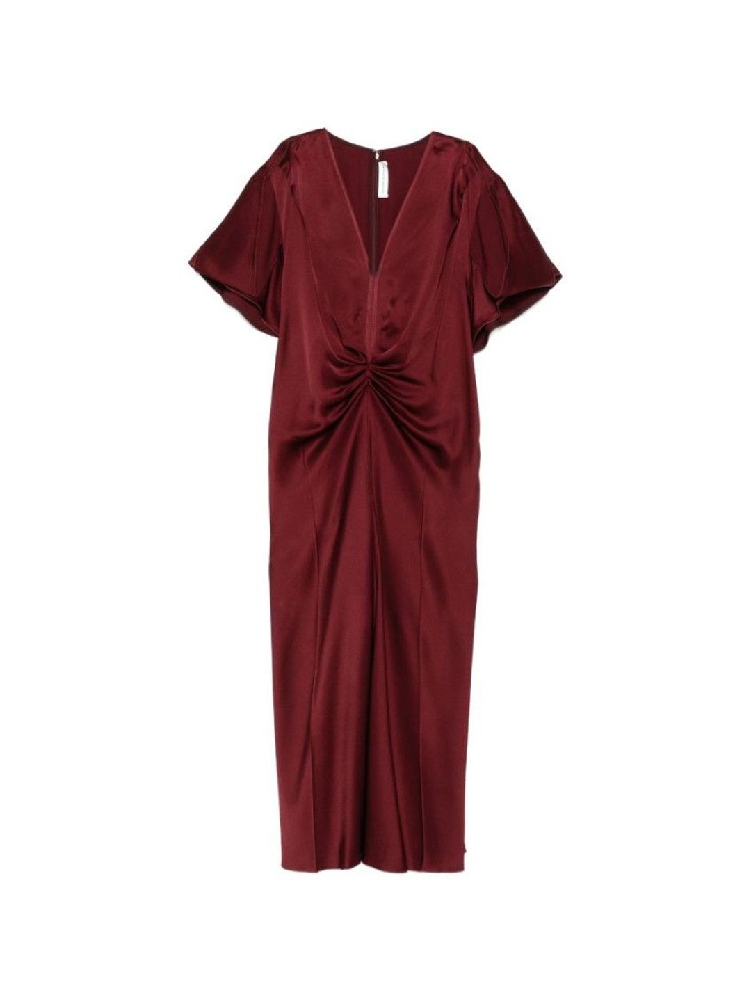 Victoria Beckham Red V-Neck Draped Midi Dress-picture-49