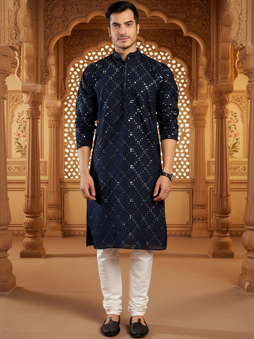 RANGRAAG Men Embellished Mirror Work Kurta-picture-47