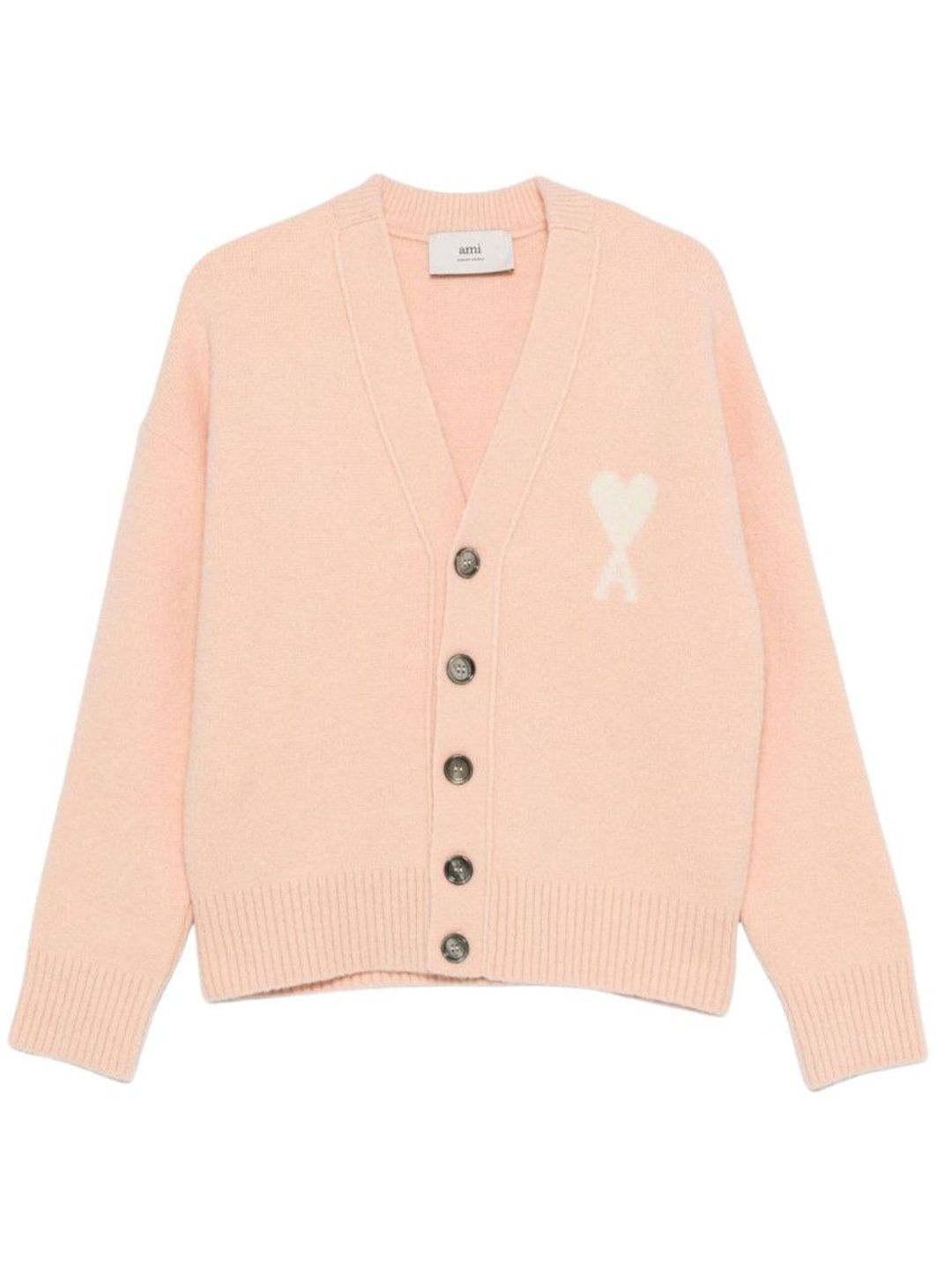 Ami Paris Pink Knitted Logo Cardigan-picture-33