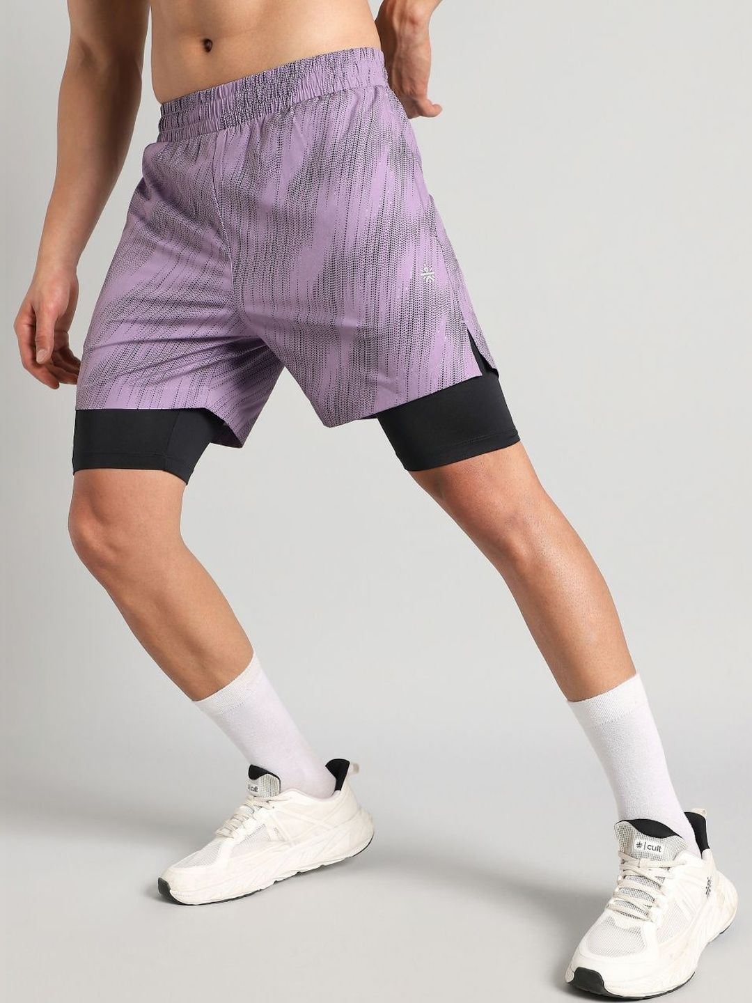 CULT Men's Purple Urban Camo Inbuilt Tights Training Shorts-picture-18