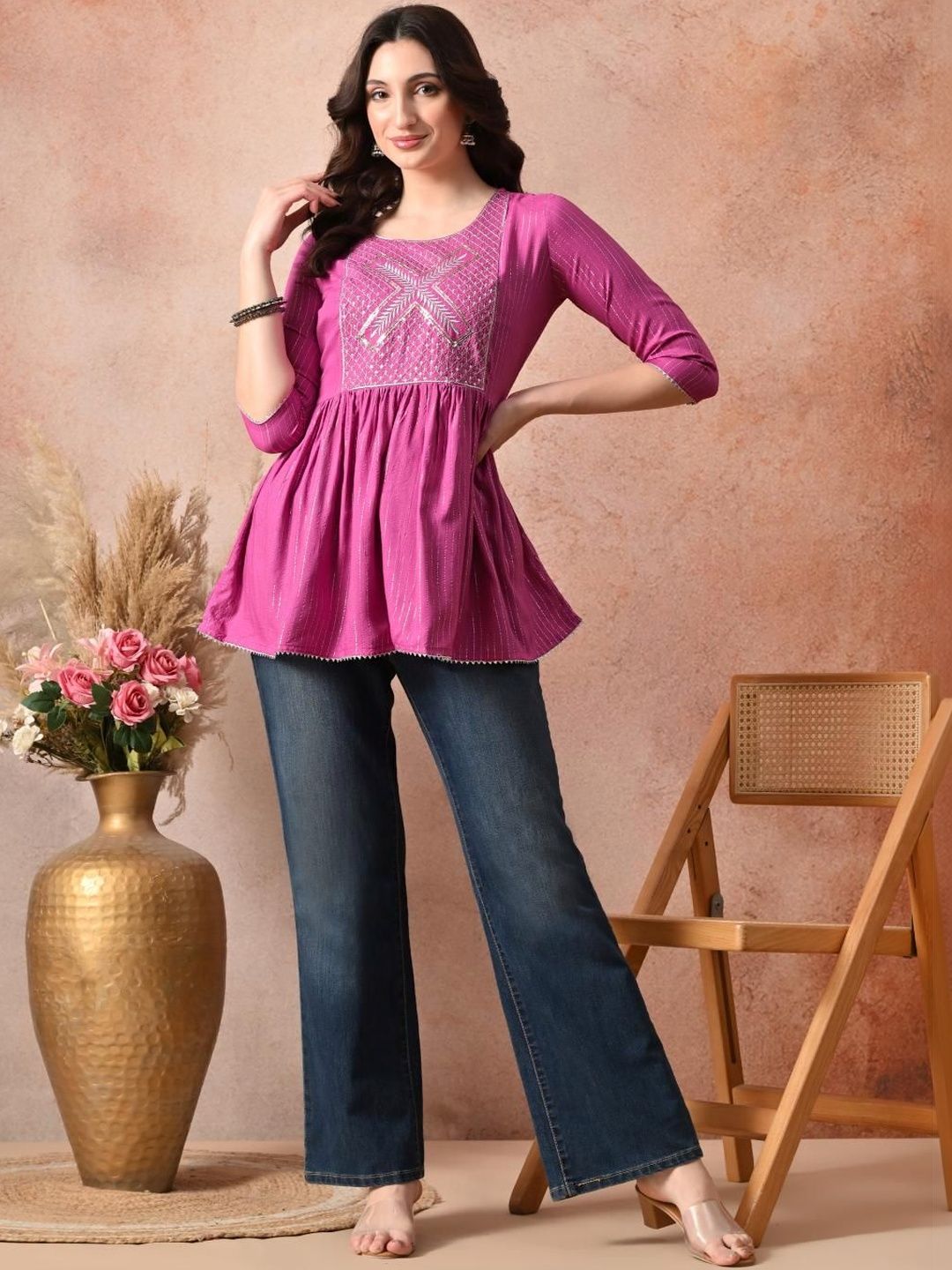 Anouk X fwd Embellished Sequinned Sequinned Empire Kurti-image-28