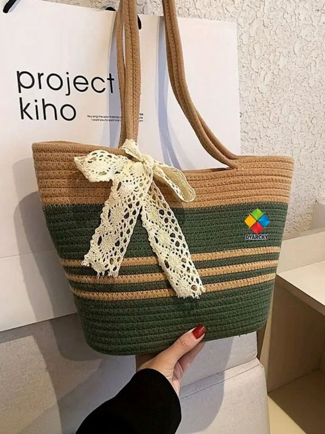 DYARCHY Colourblocked Handheld Bag with Bow Detail-picture-49