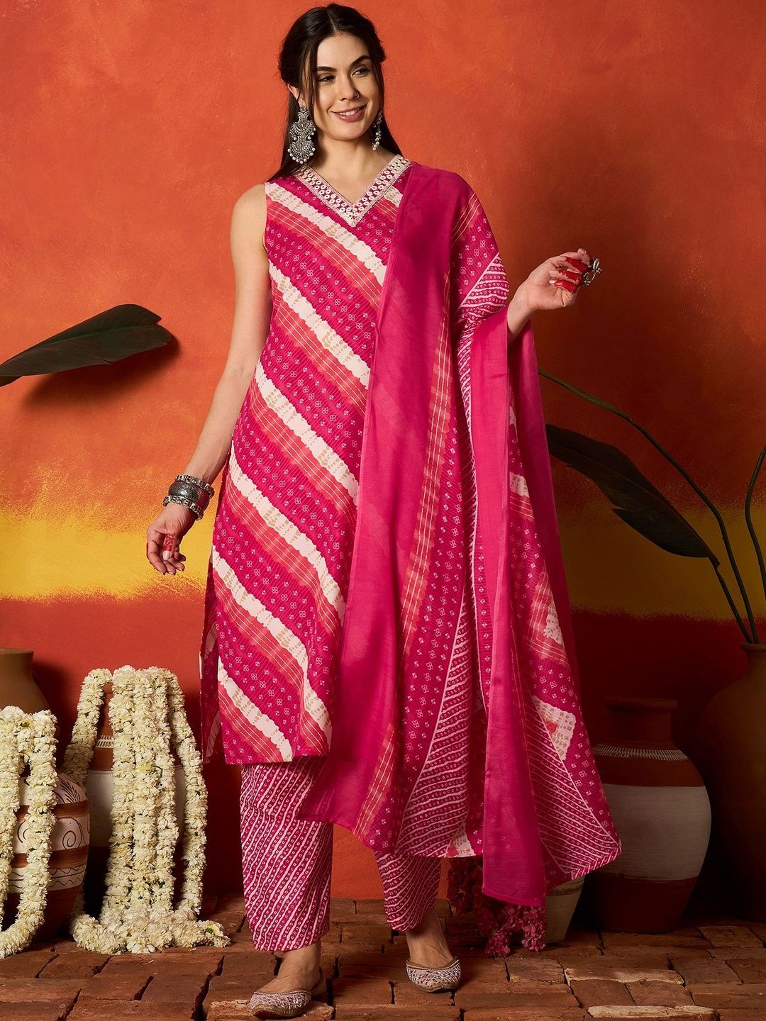 Stylum Women Ethnic Motifs Printed Regular Thread Work Pure Cotton Kurta with Trousers & With Dupatta-picture-33