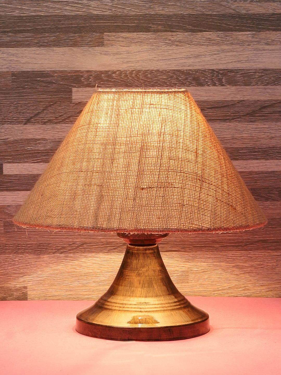 BrightDaisy Brown Textured Metal Industrial Frusturical Shaped Table Lamp-picture-17