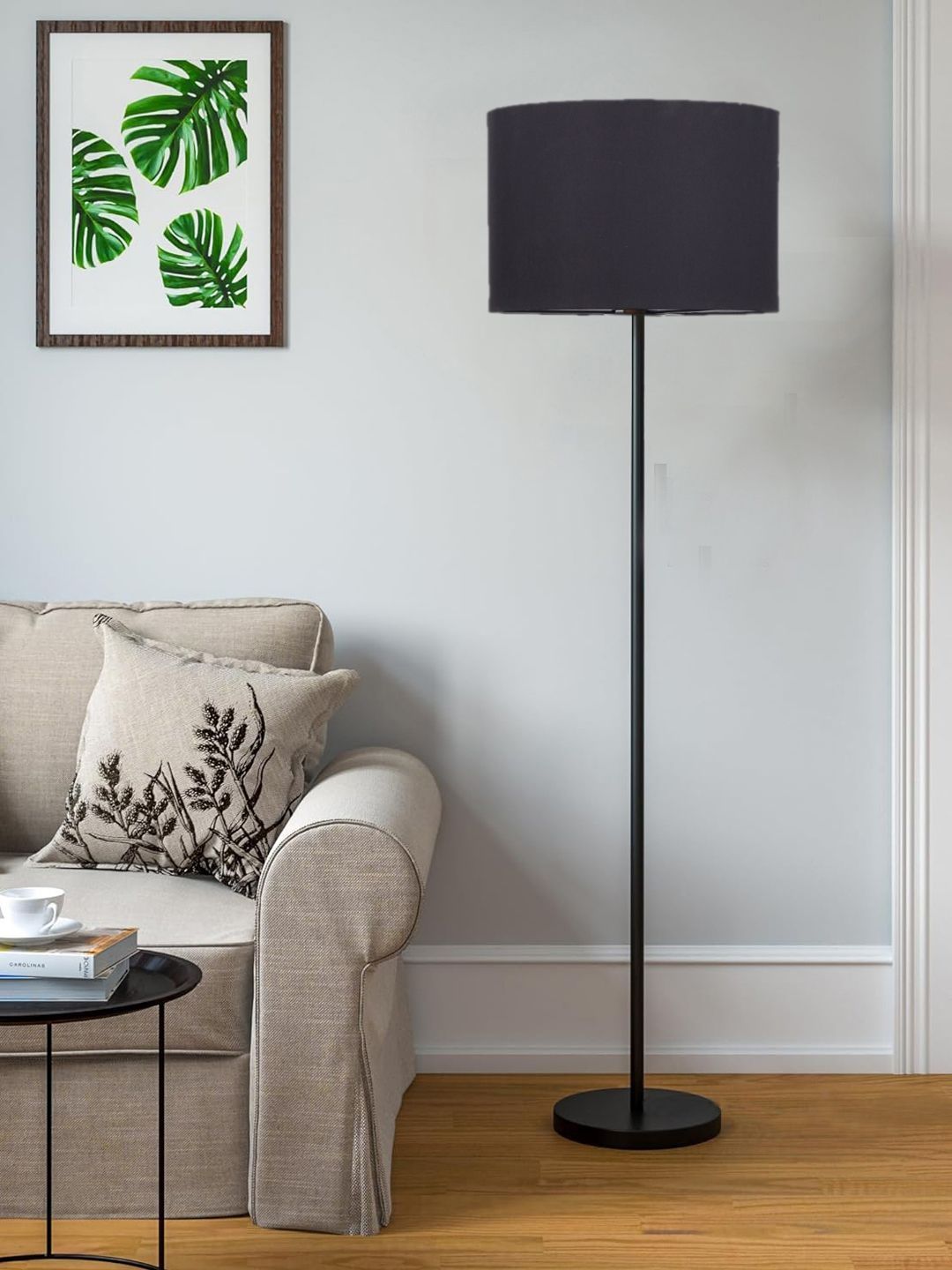 Myntra Elegant Homes Black & Grey Wooden Tripod Floor Lamp-image-49