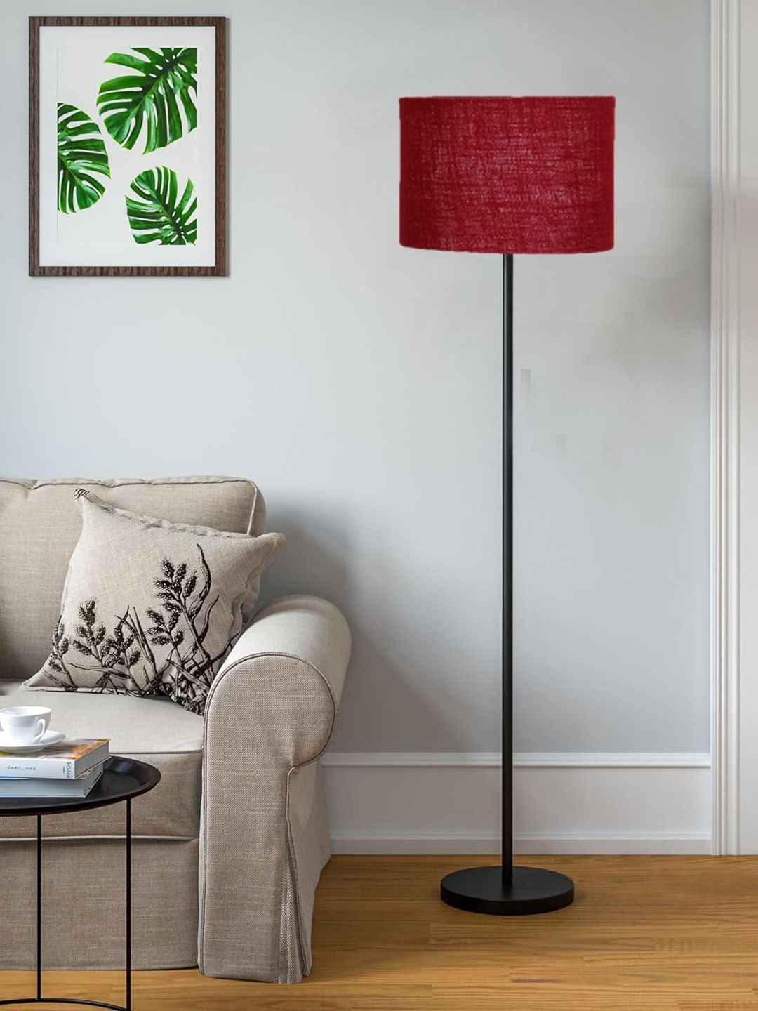 Myntra Elegant Homes Maroon & Black Wooden Tripod Floor Lamp-picture-16
