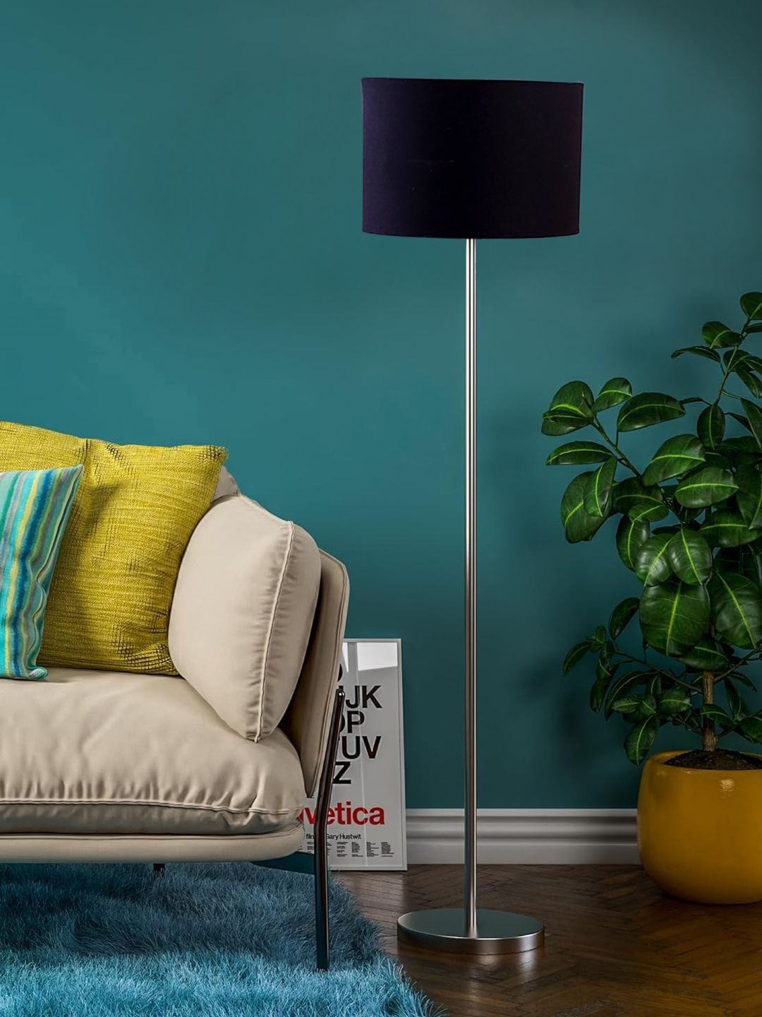 Myntra Elegant Homes Navy-Blue Steel Floor Lamp-picture-35