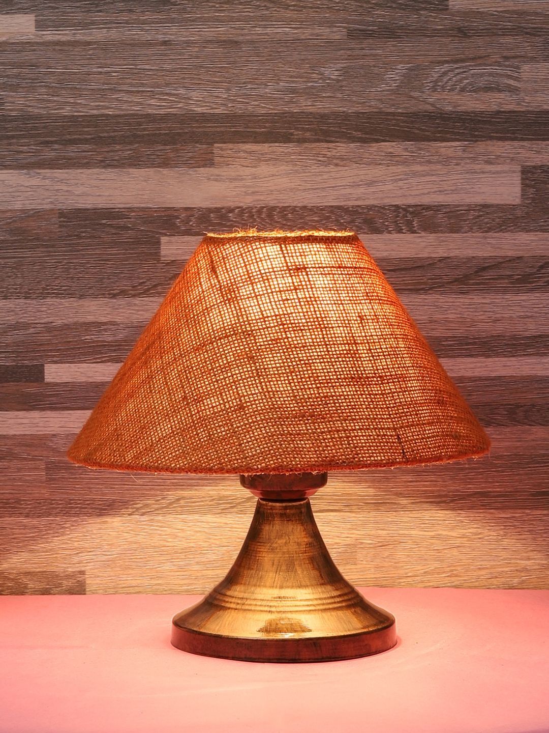 BrightDaisy Mustard Textured Metal Industrial Frusturical Shaped Table Lamp-image-4