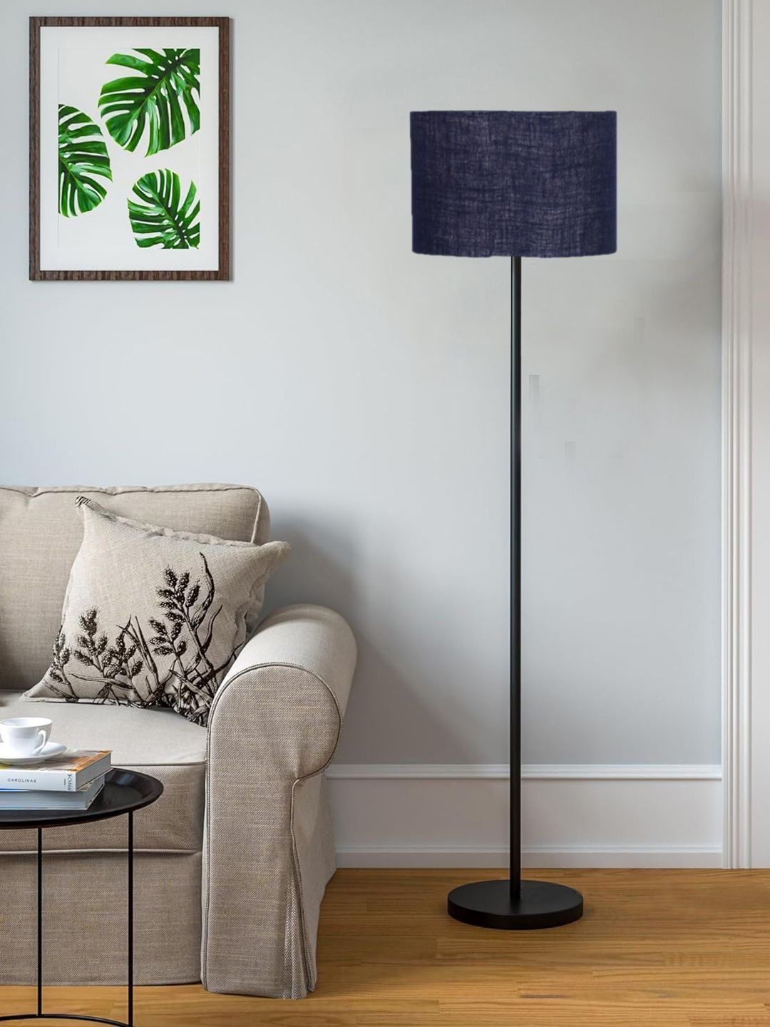 Myntra Elegant Homes Blue & Black Wooden Tripod Floor Lamp-picture-24