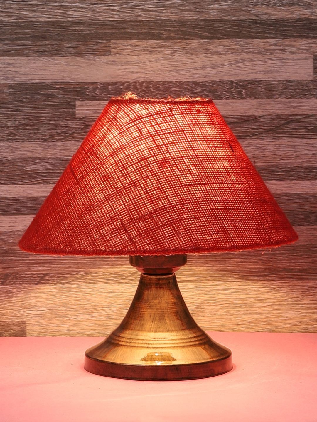 BrightDaisy Red Textured Metal Frusturical Shaped Table Lamp-image-19