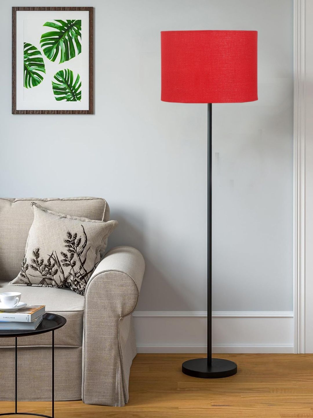 Myntra Elegant Homes Orange & Black Wooden Tripod Floor Lamp-image-15