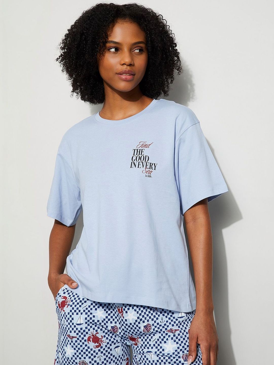 Ginger by Lifestyle Printed Round Neck Lounge Tshirt-picture-49