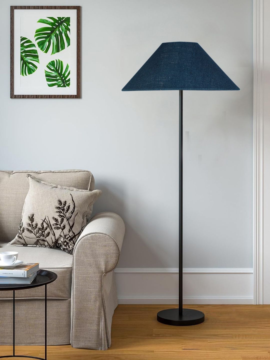 Myntra Elegant Homes Blue & Black Wooden Tripod Floor Lamp-picture-25
