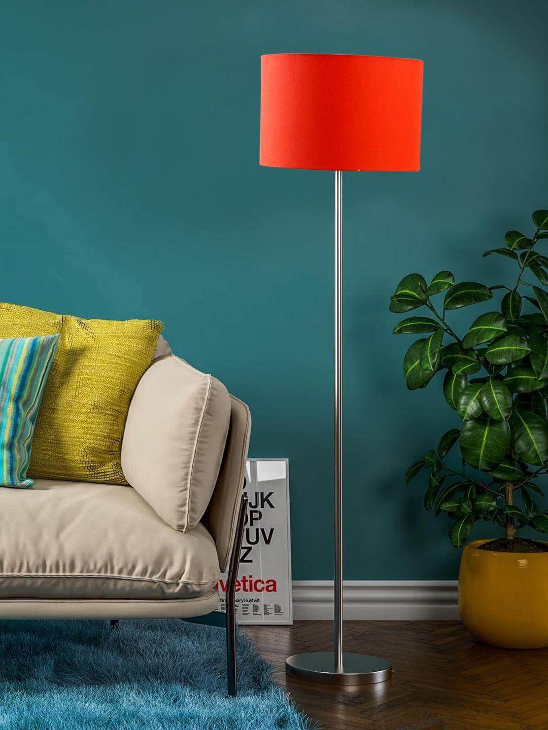 Myntra Elegant Homes Orange Steel Floor Lamp-image-3