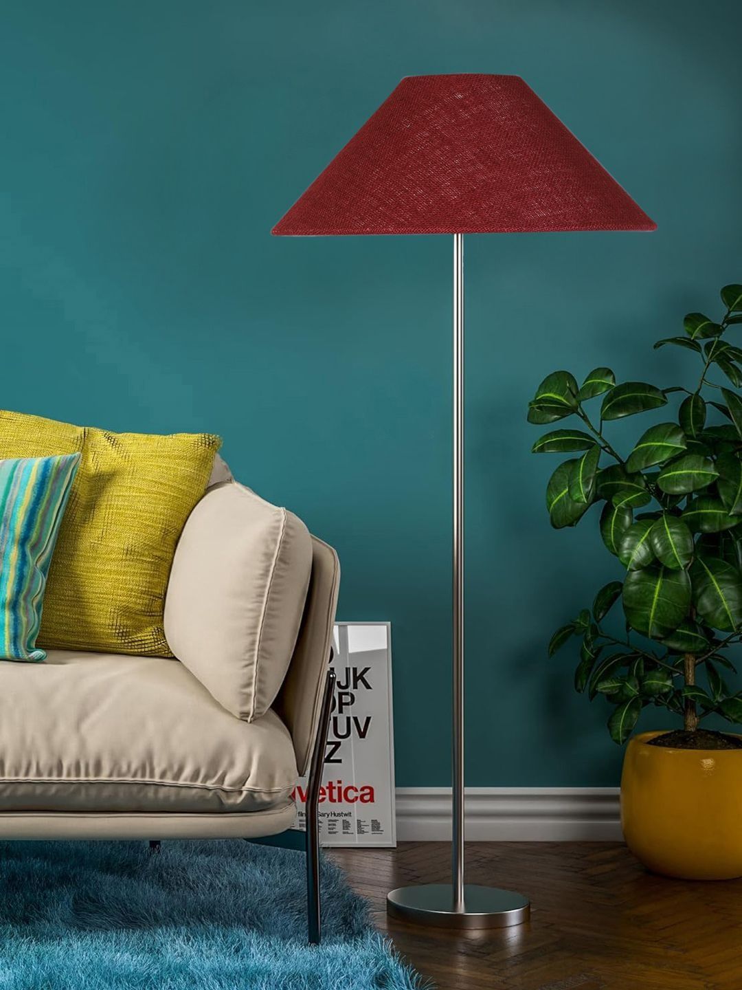 Myntra Elegant Homes Maroon Steel Floor Lamp-image-33