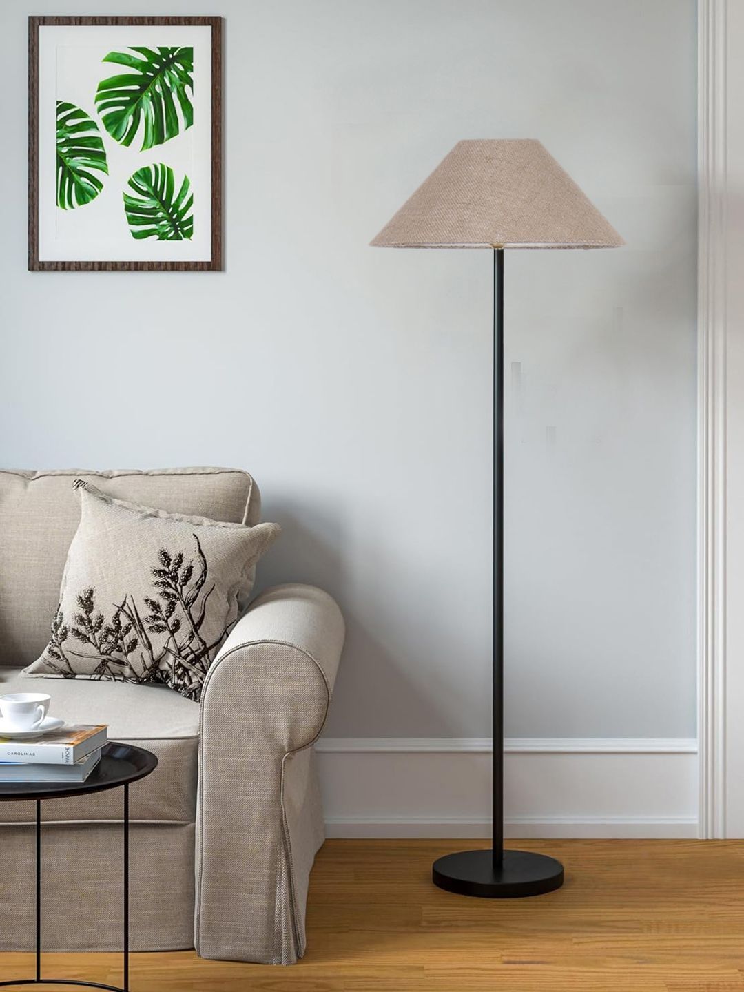 Myntra Elegant Homes Beige & Brown Wooden Tripod Floor Lamp-image-32