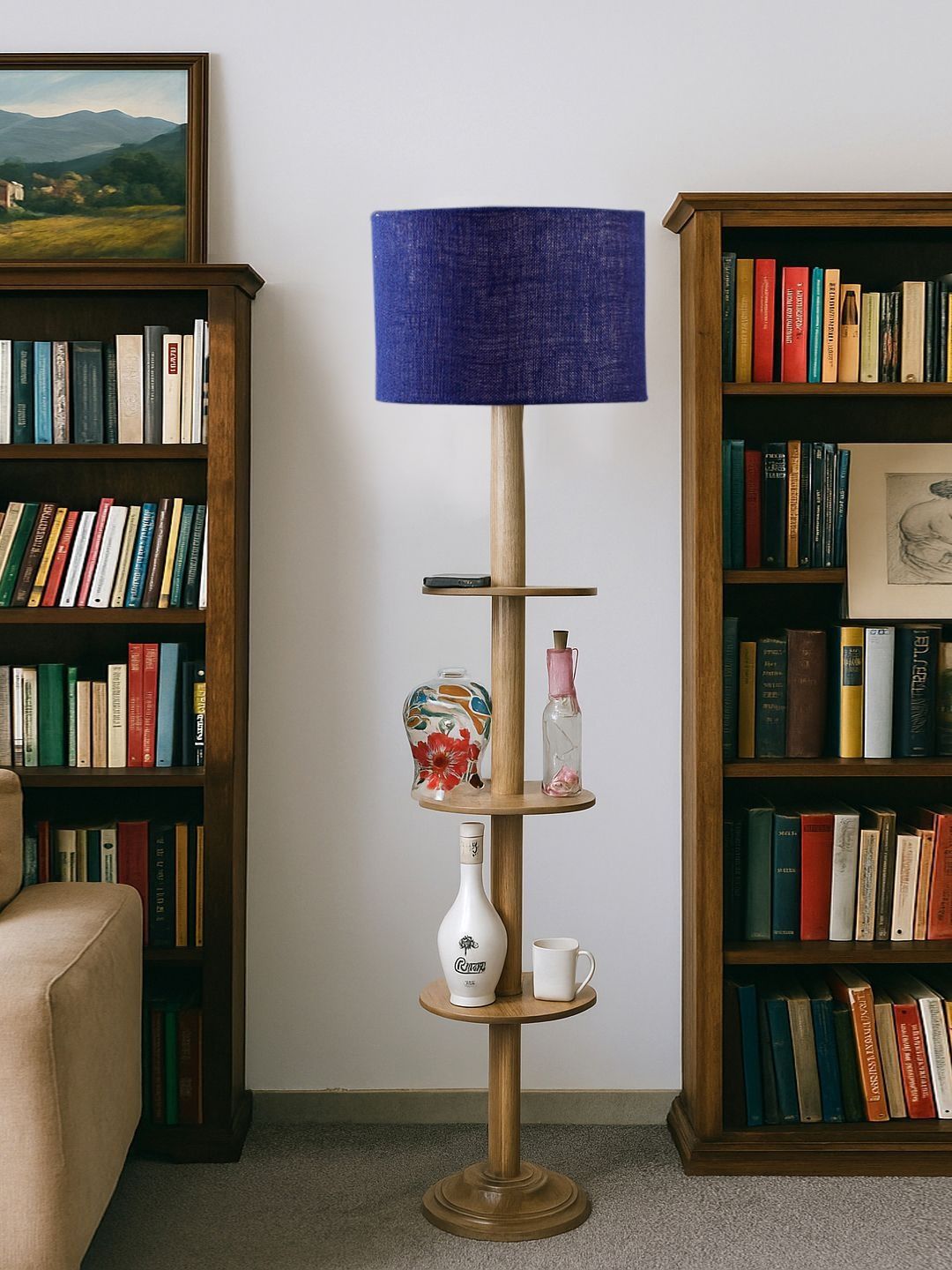 Myntra Elegant Homes Maroon & Brown Wooden Tripod Floor Lamps-picture-25