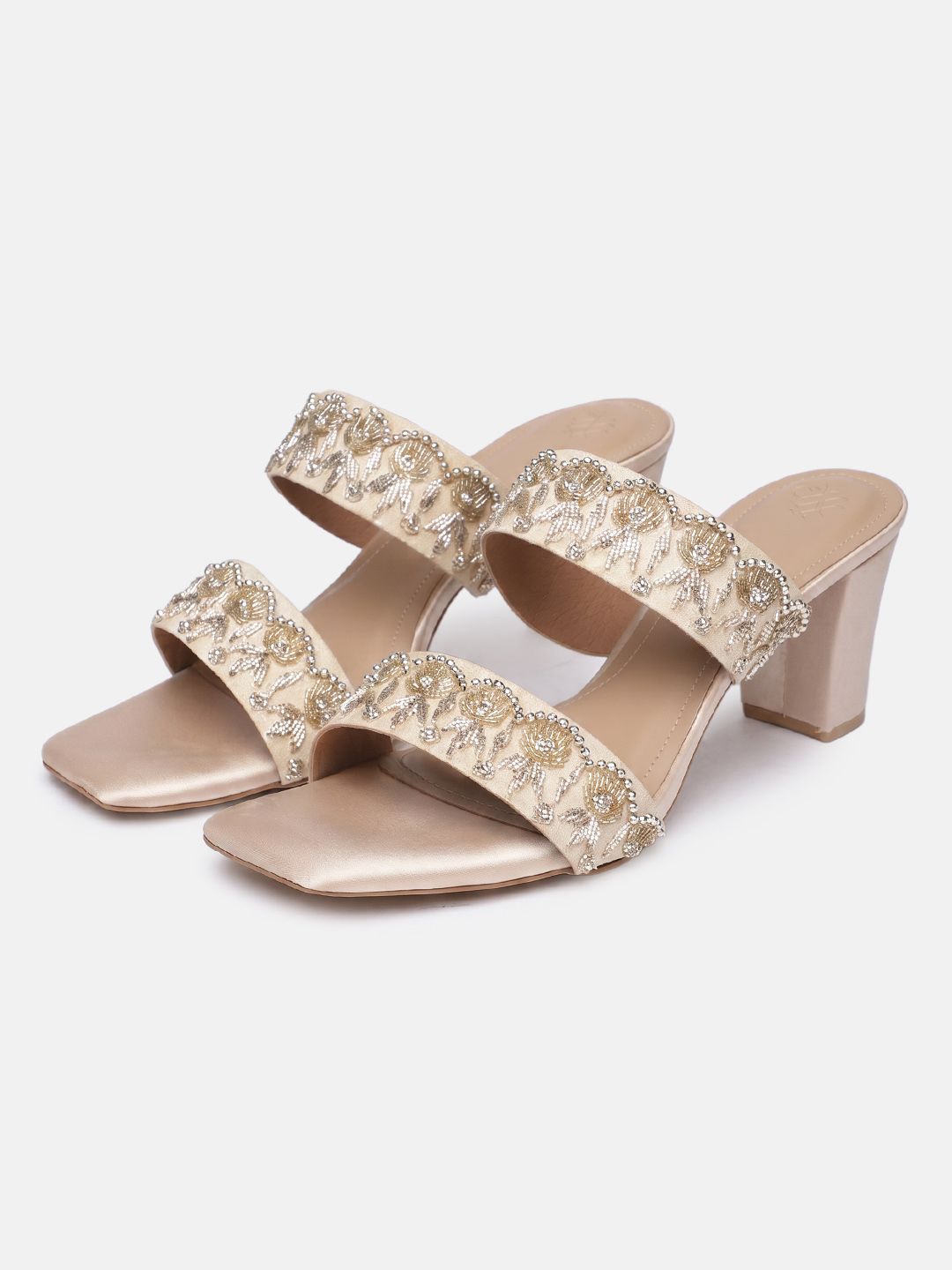 House of Pataudi Embellished Block Heeled Sandals-picture-14