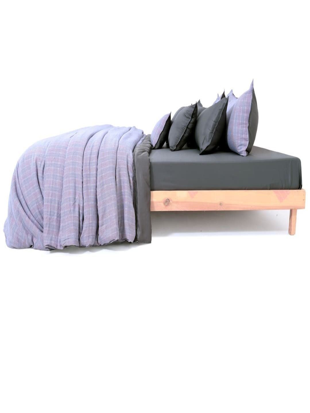 Zarf Purple & Grey Striped Cotton 9 Piece Single Superfine Bedding Set-picture-16