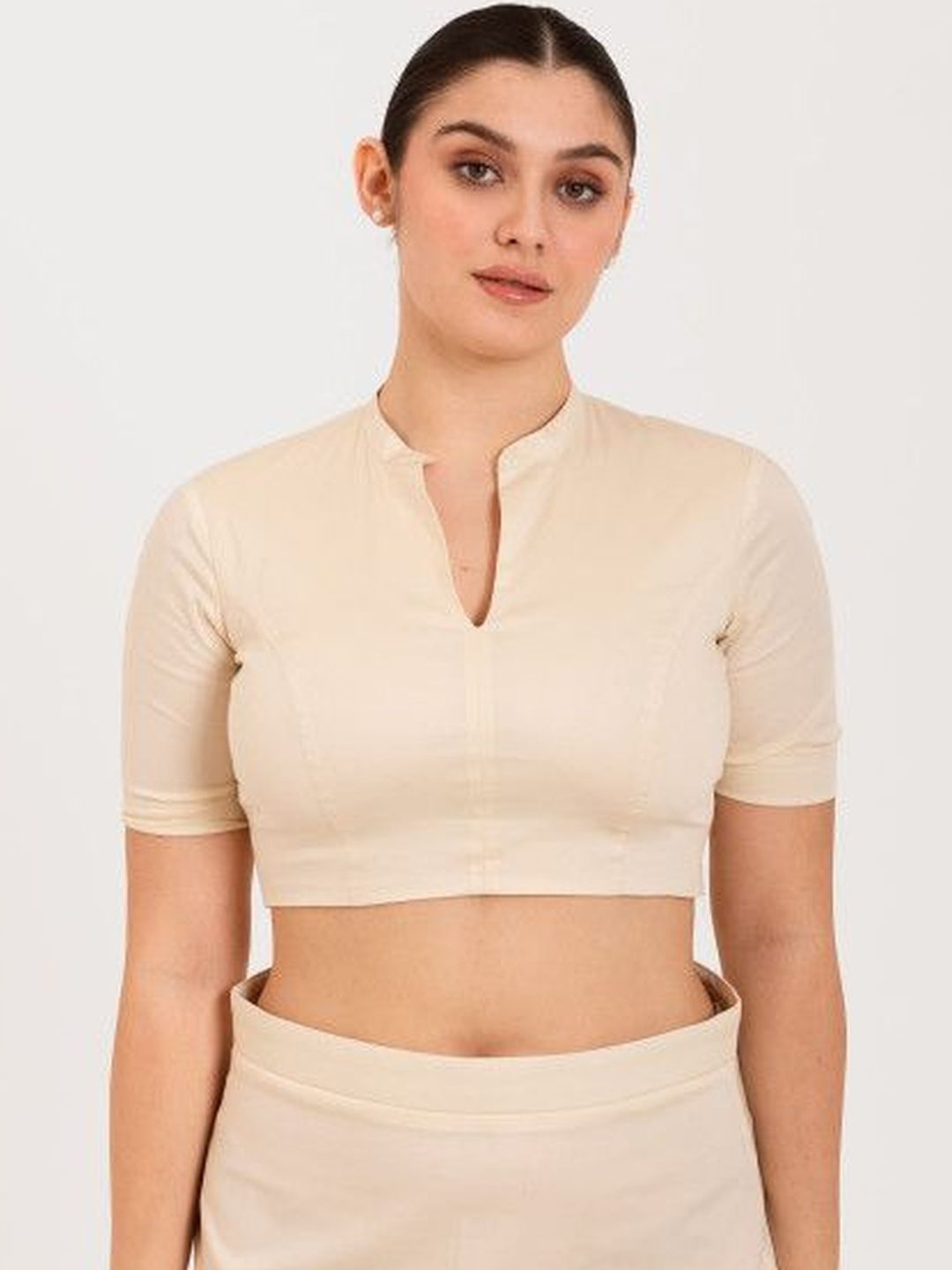 I AM BY DOLLY JAIN Cotton Blend Solid Saree Blouse-picture-11