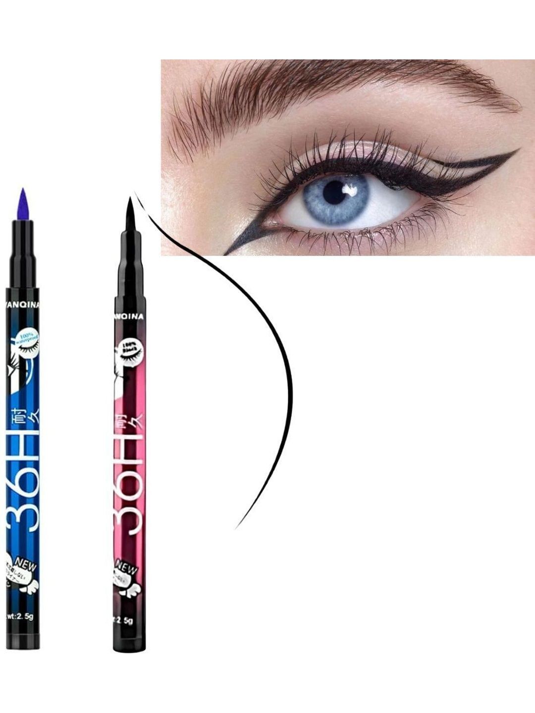 kirmit Set Of 2 Smudge Proof & Long-Lasting Eyeliner - 4 ml Each - Black & Blue-image-15