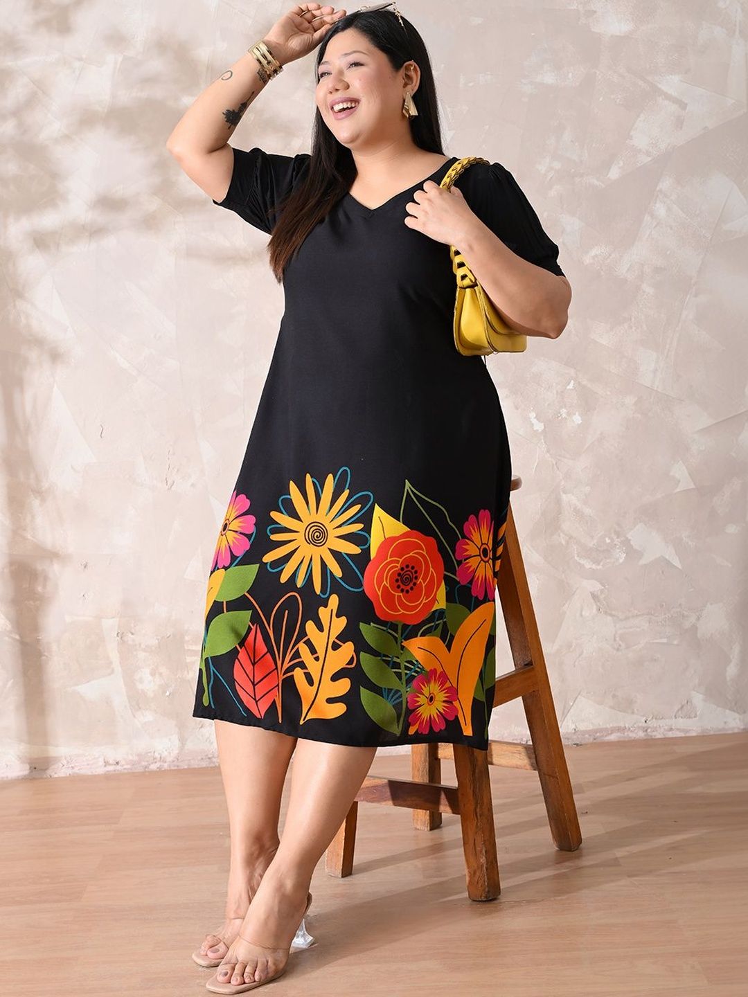 PrettyPlus by Desinoor.com Floral Print A-Line Dress-picture-23
