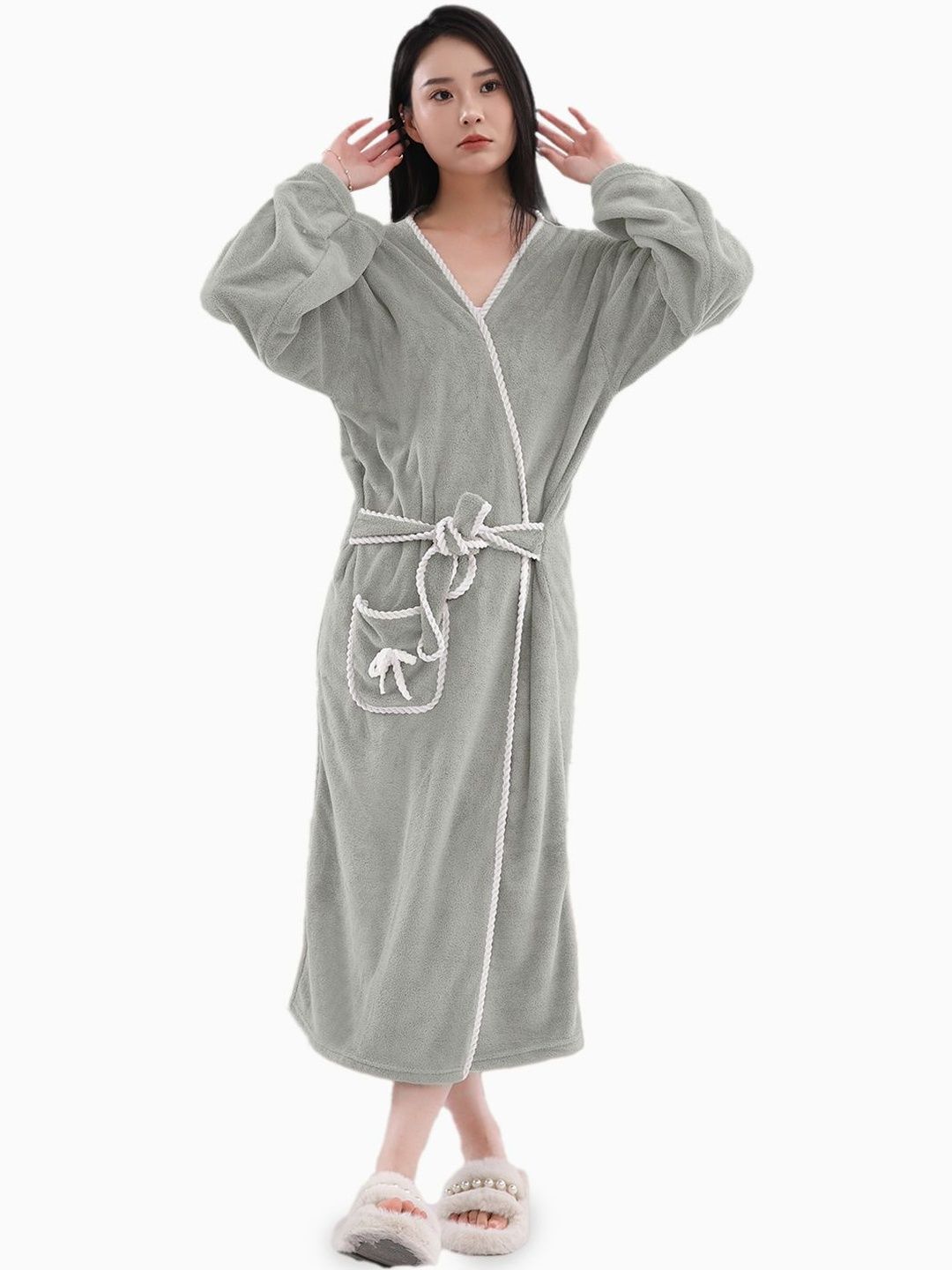 HOUSSE 350 GSM Soft Absorbent Bath Robe-picture-42