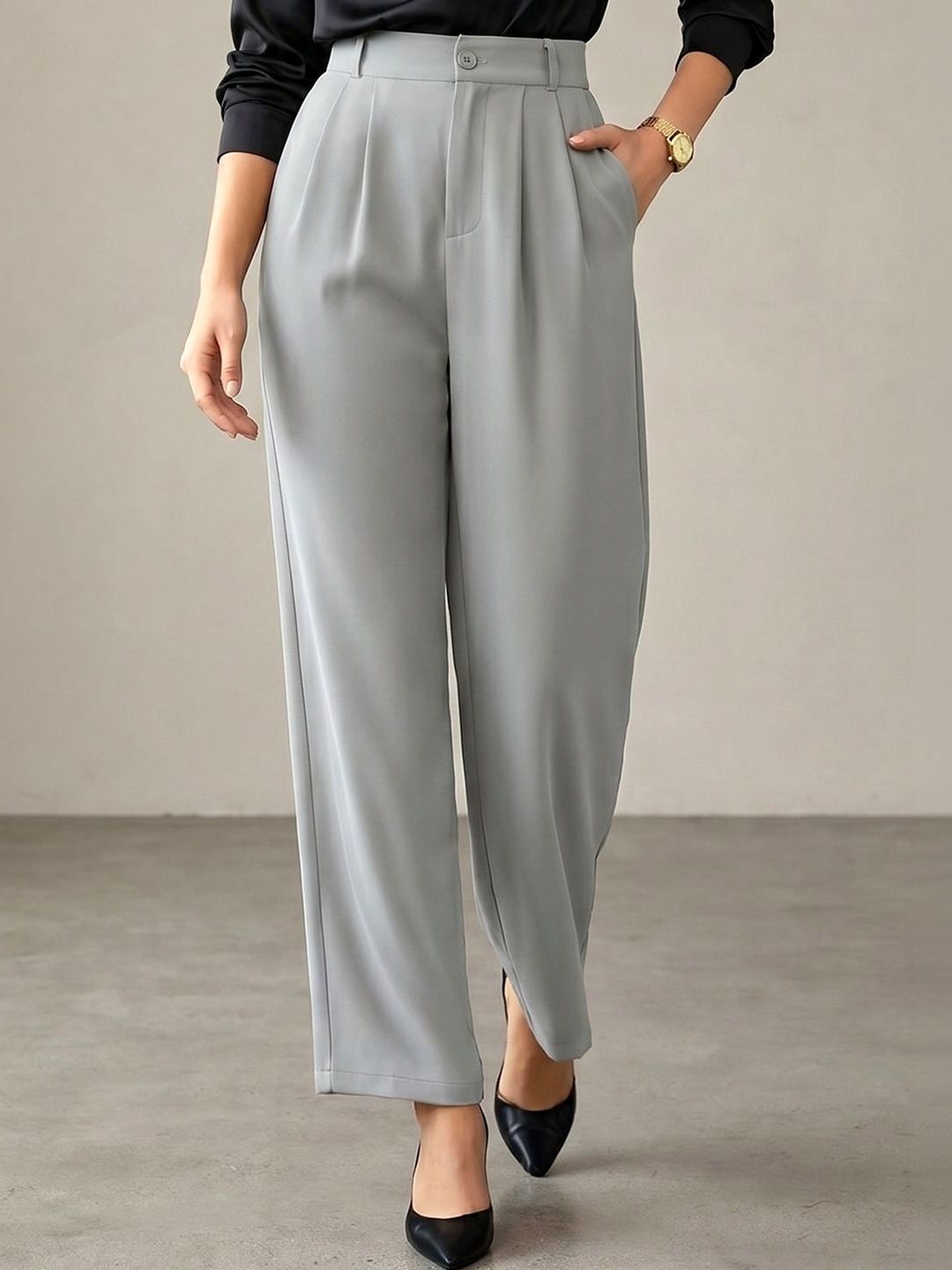 ADDYVERO Women High-Rise Wrinkle Free Pleated Trousers-picture-12