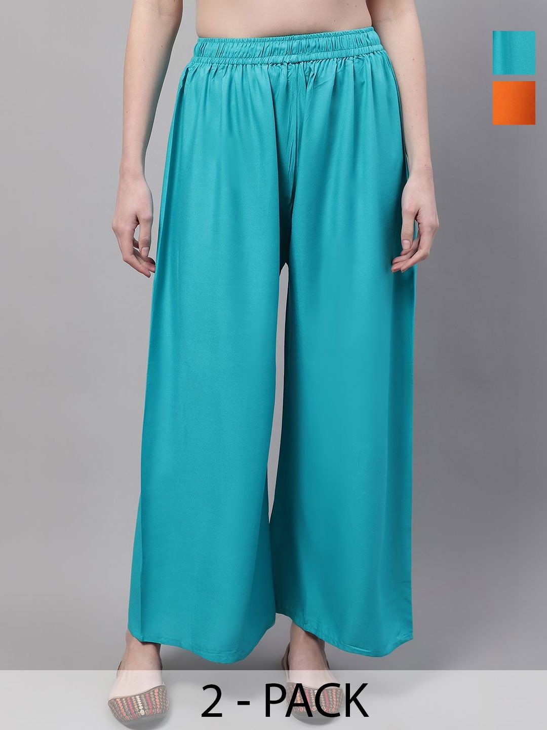 KALINI Women 2 Flared Ethnic Palazzos-picture-32