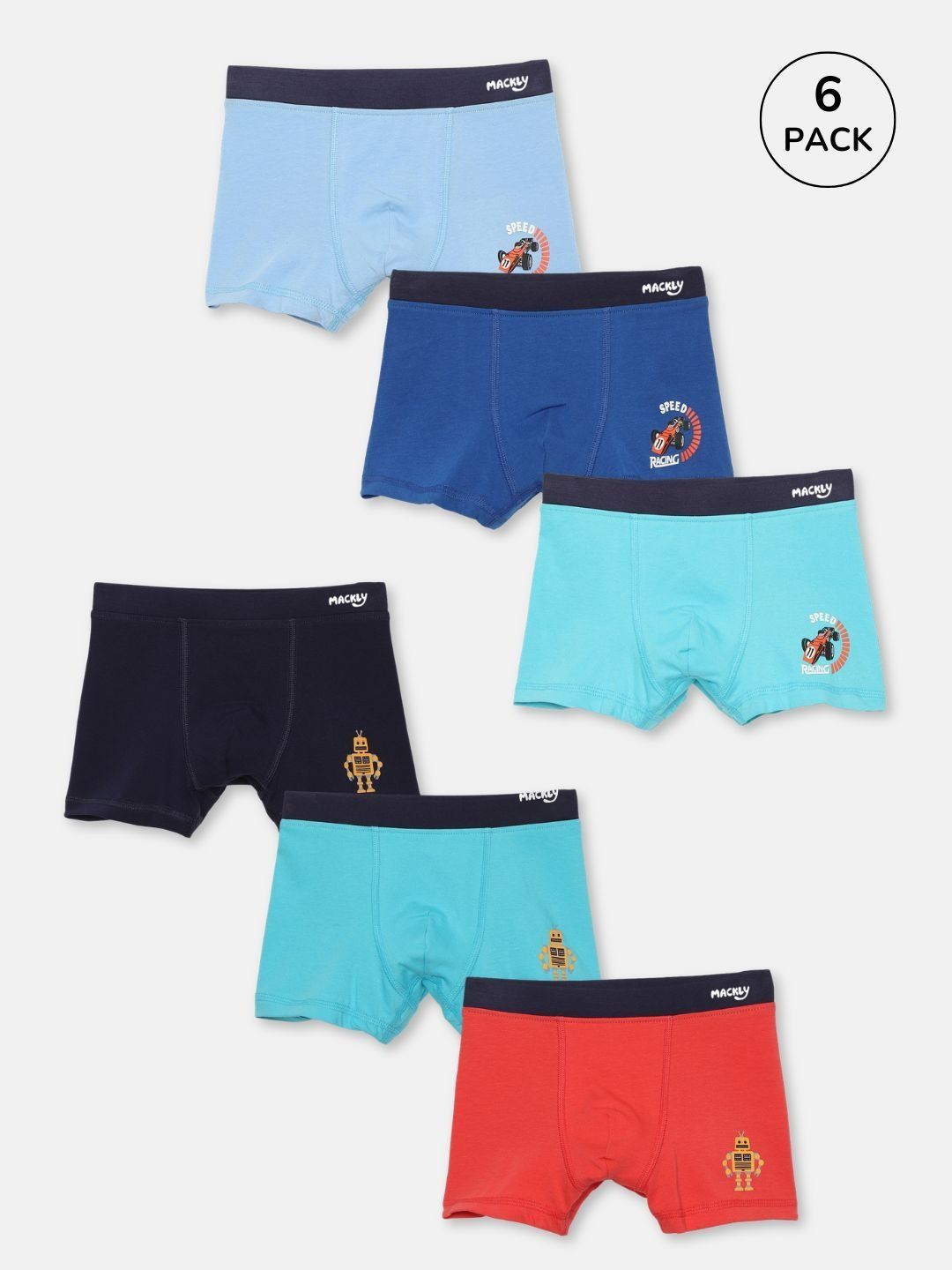 mackly Boys Pack of 6 Cotton Blend Assorted Solid Trunks-picture-43