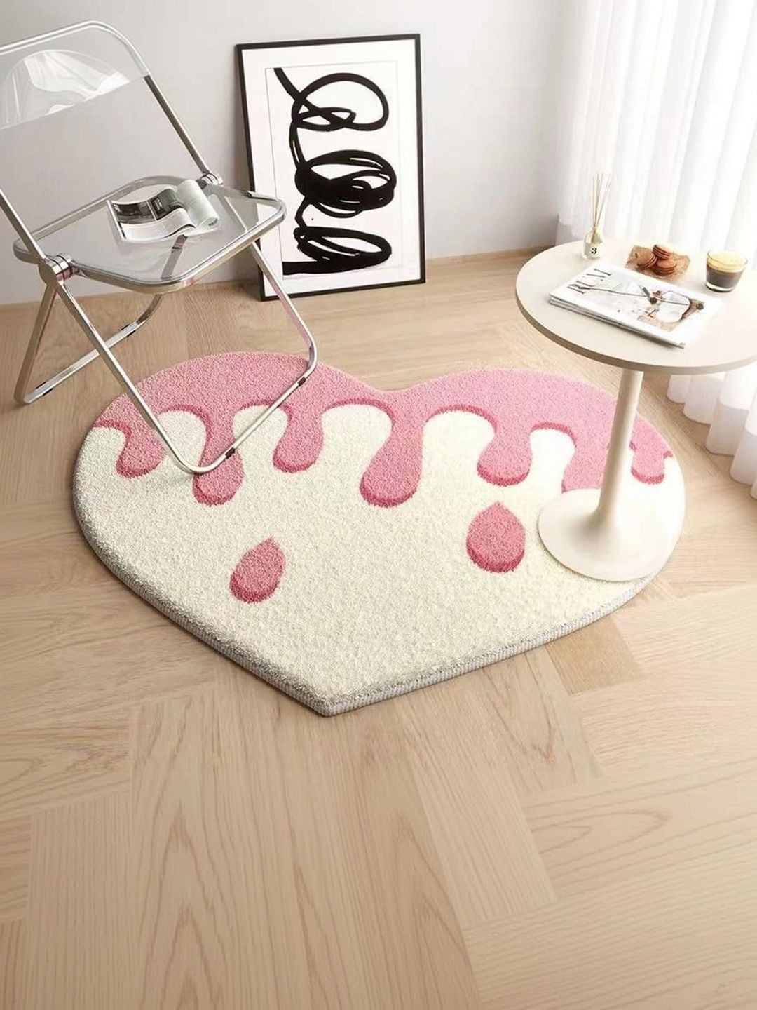 Homio Cream & Pink Self-Designed Anti-Slip Microfibre Doormat-image-25