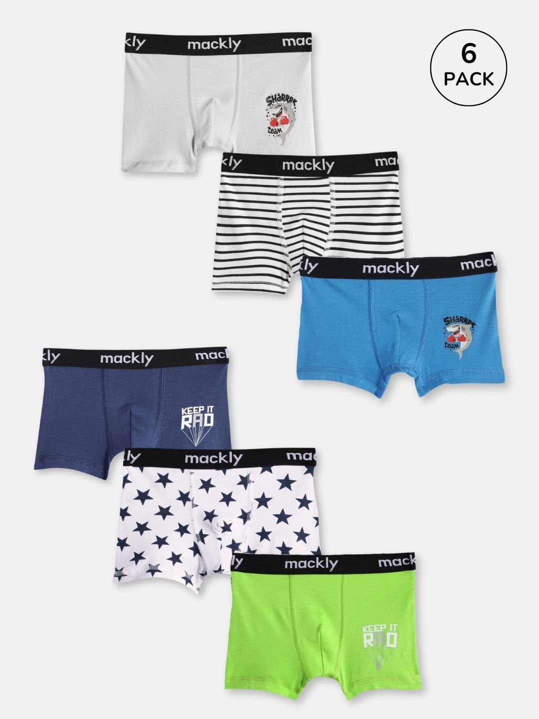 mackly Boys Pack of 6 Cotton Blend Assorted Printed Trunks-picture-25