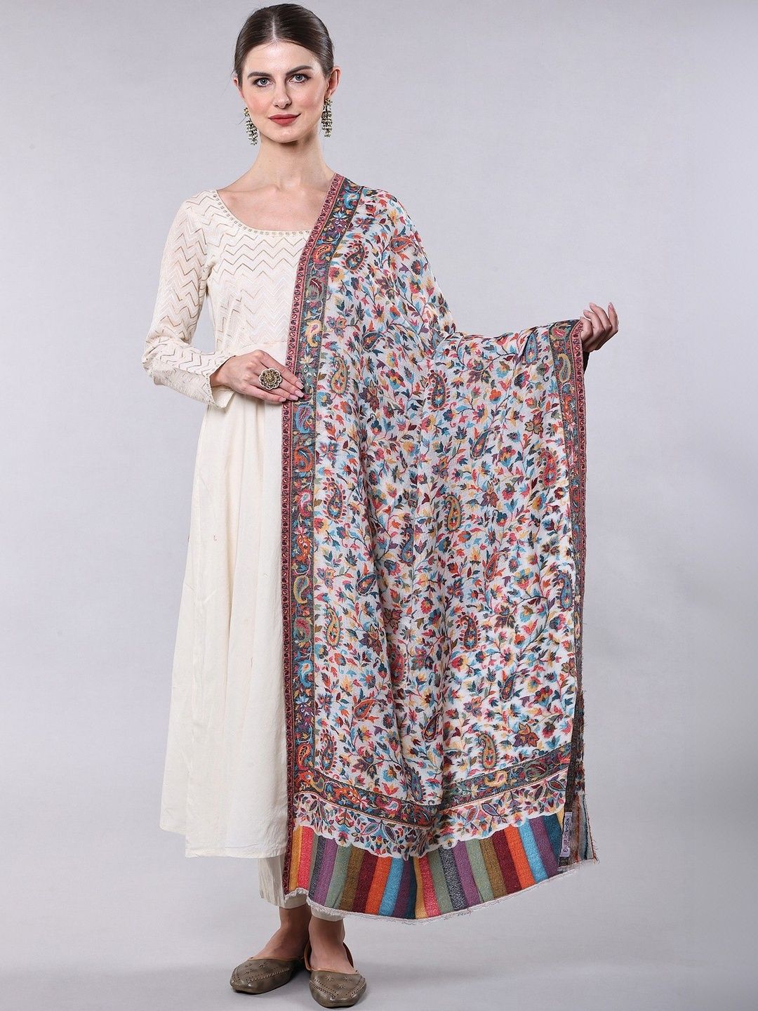 Exotic India Women Floral Woven Design Shawl-picture-41