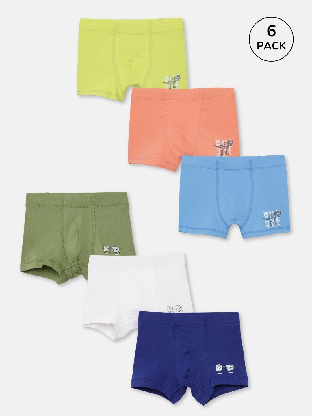 mackly Boys Pack of 6 Cotton Assorted Solid Trunks-picture-18