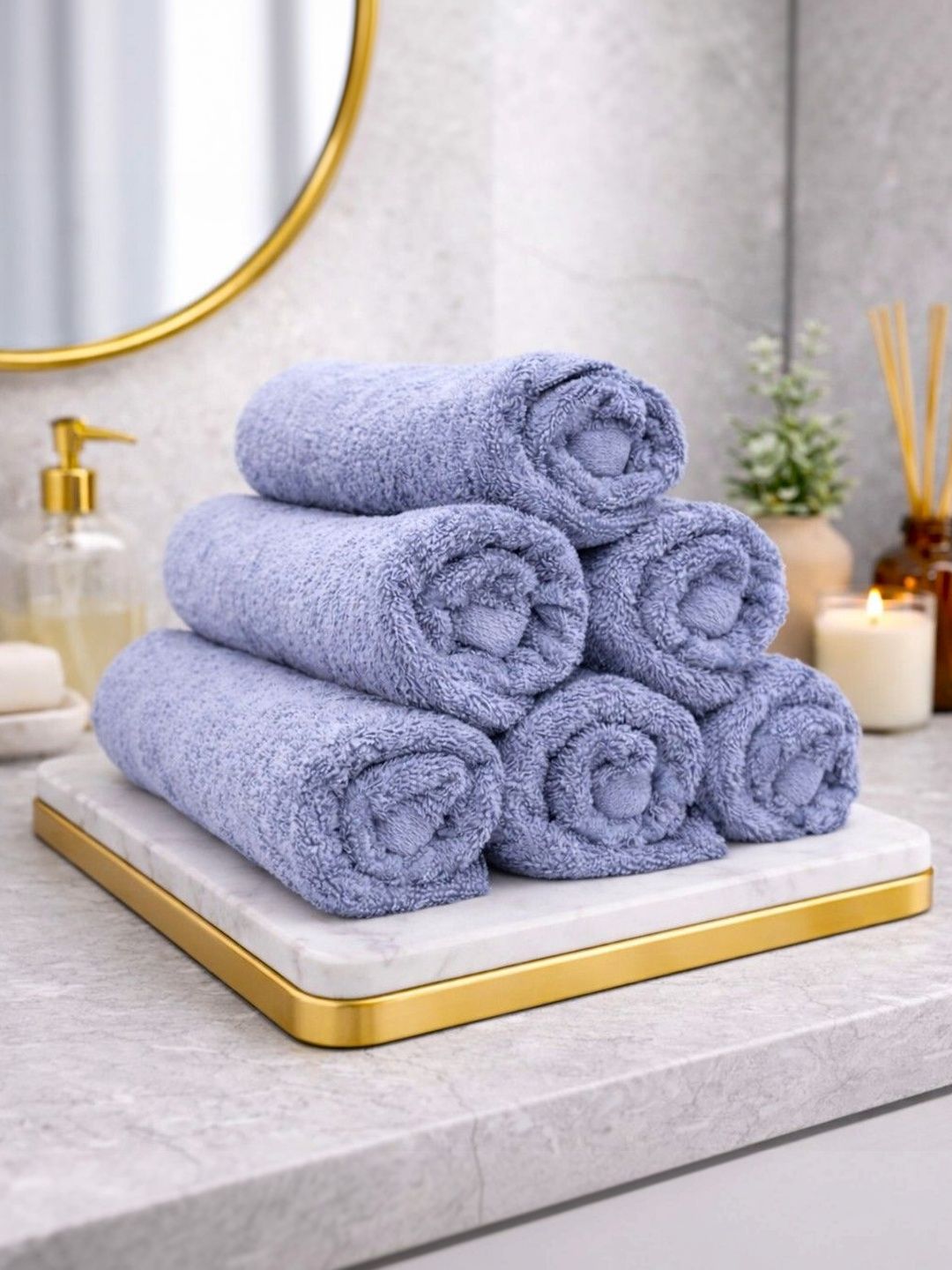 CasPure 6-Pcs Blue Cotton 500 GSM Face Towels-image-12