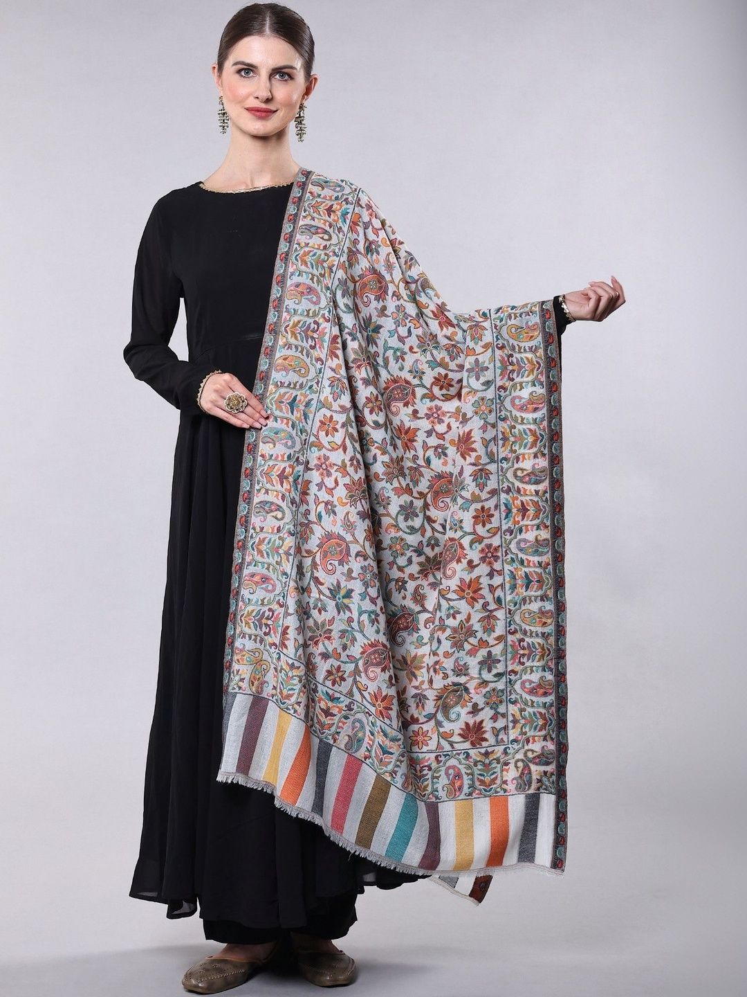 Exotic India Women Floral Embroidered Shawl-picture-40