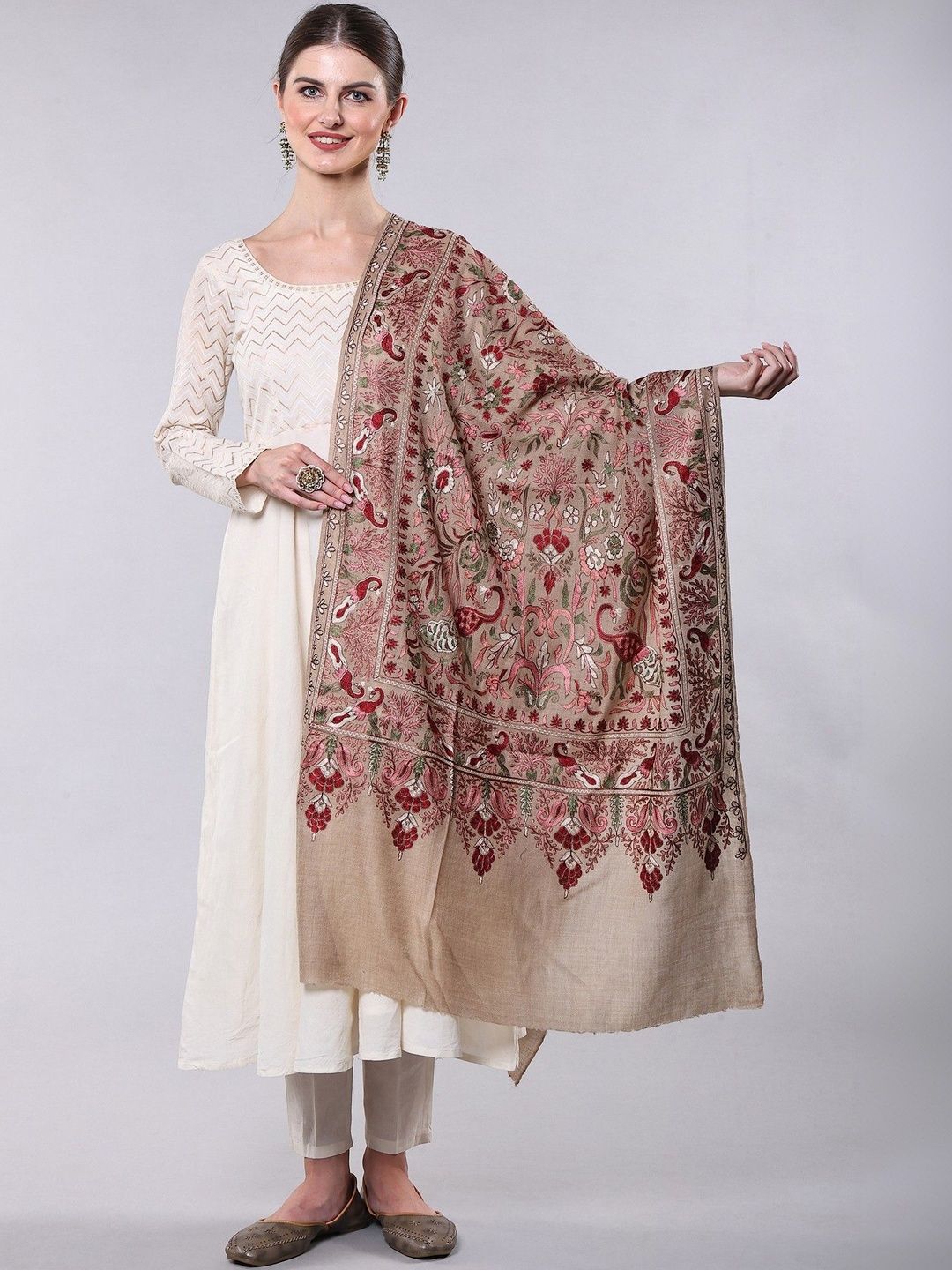 Exotic India Women Floral Embroidered Shawl-image-26