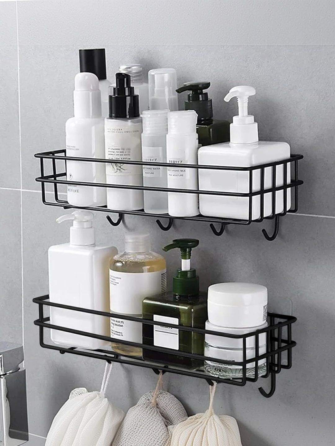DXDT 2Pcs Black Wall Mounted Storage Rack-picture-38